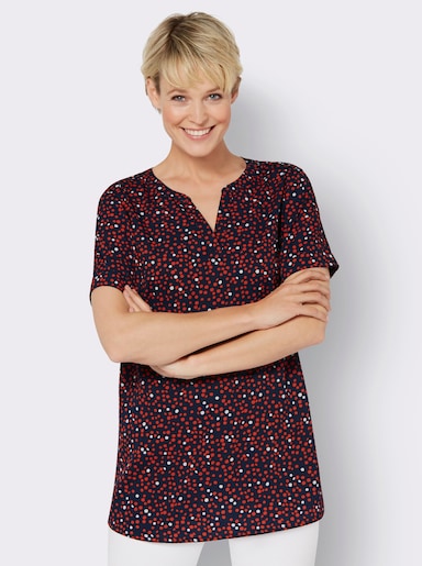 Longline blouse - marine/rood geprint