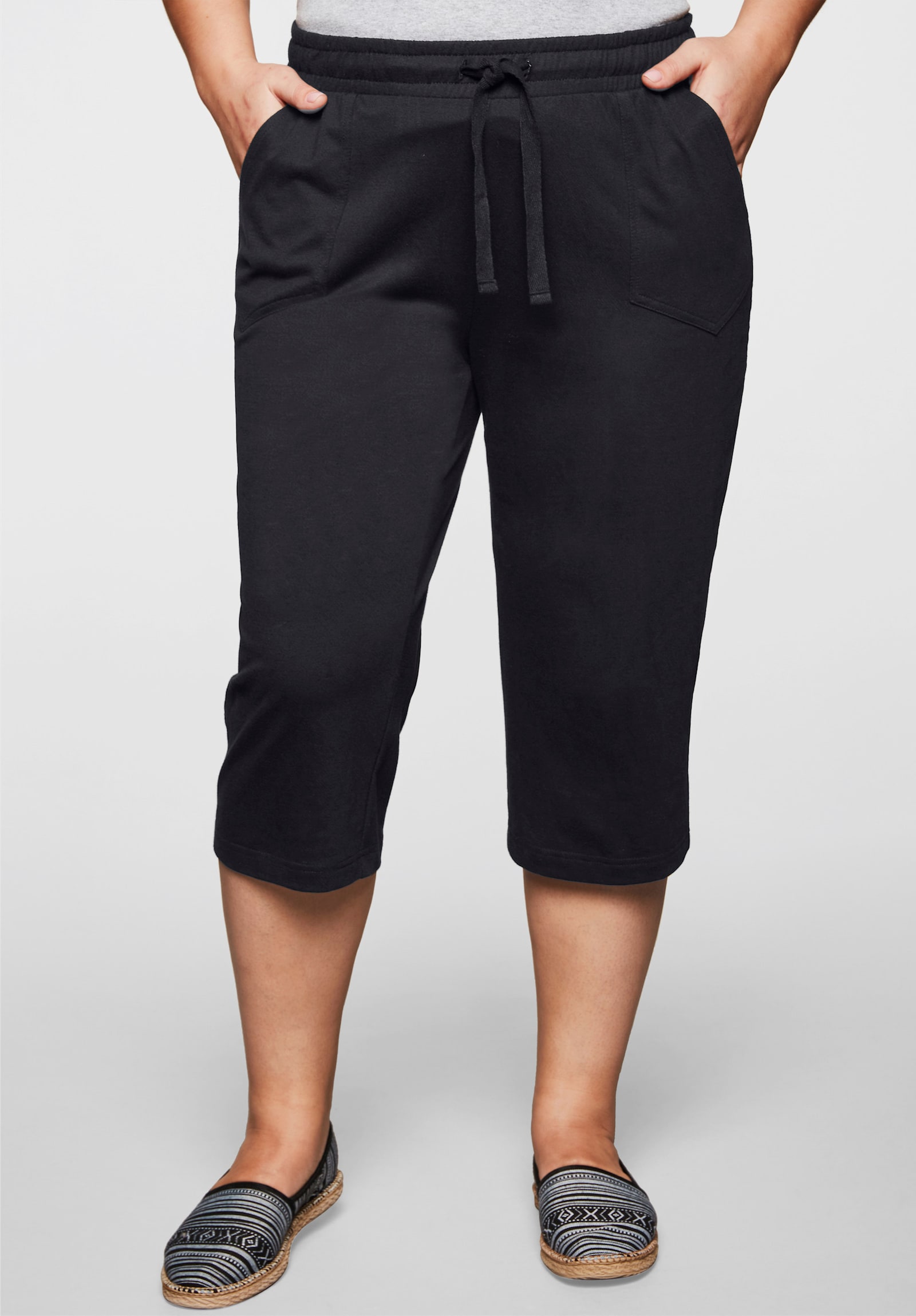 sheego 3/4-Hose mit Schlupfbund, aus Jersey - schwarz