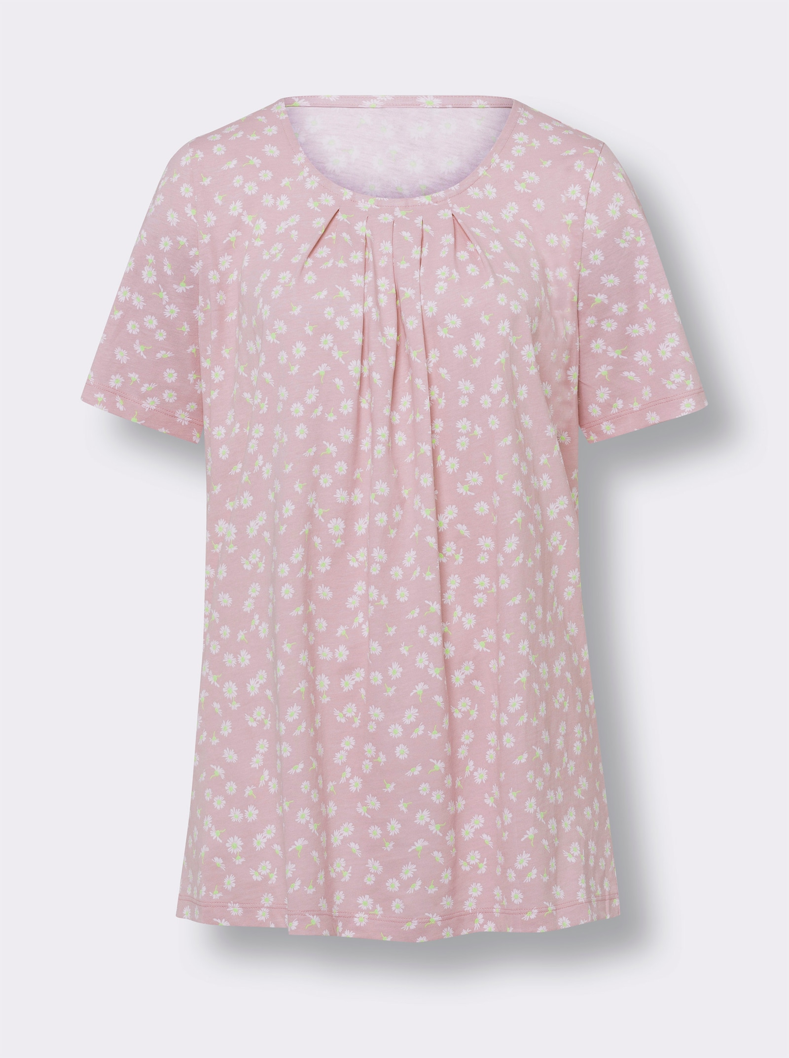 Lang shirt met bloemenprint - roze/wit bedrukt