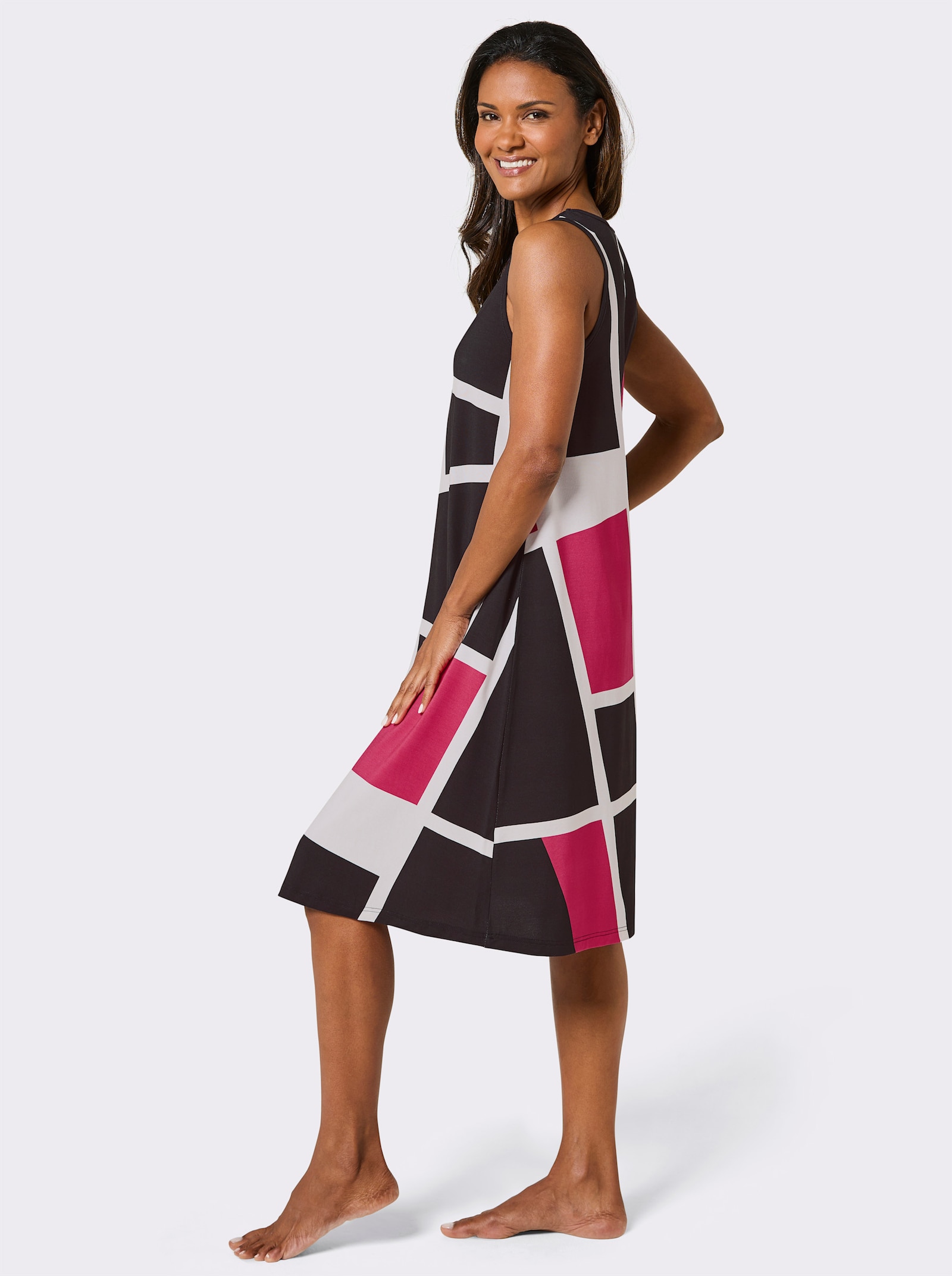 feel good Sommerkleid mit Grafik-Druck - schwarz-pink