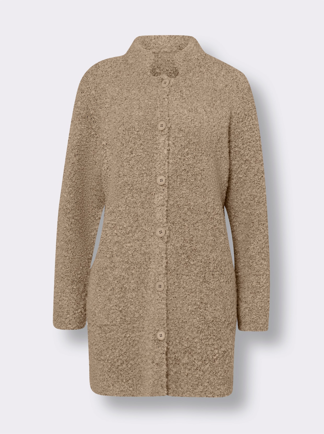 heine Lang gebreid vest - beige gemêleerd