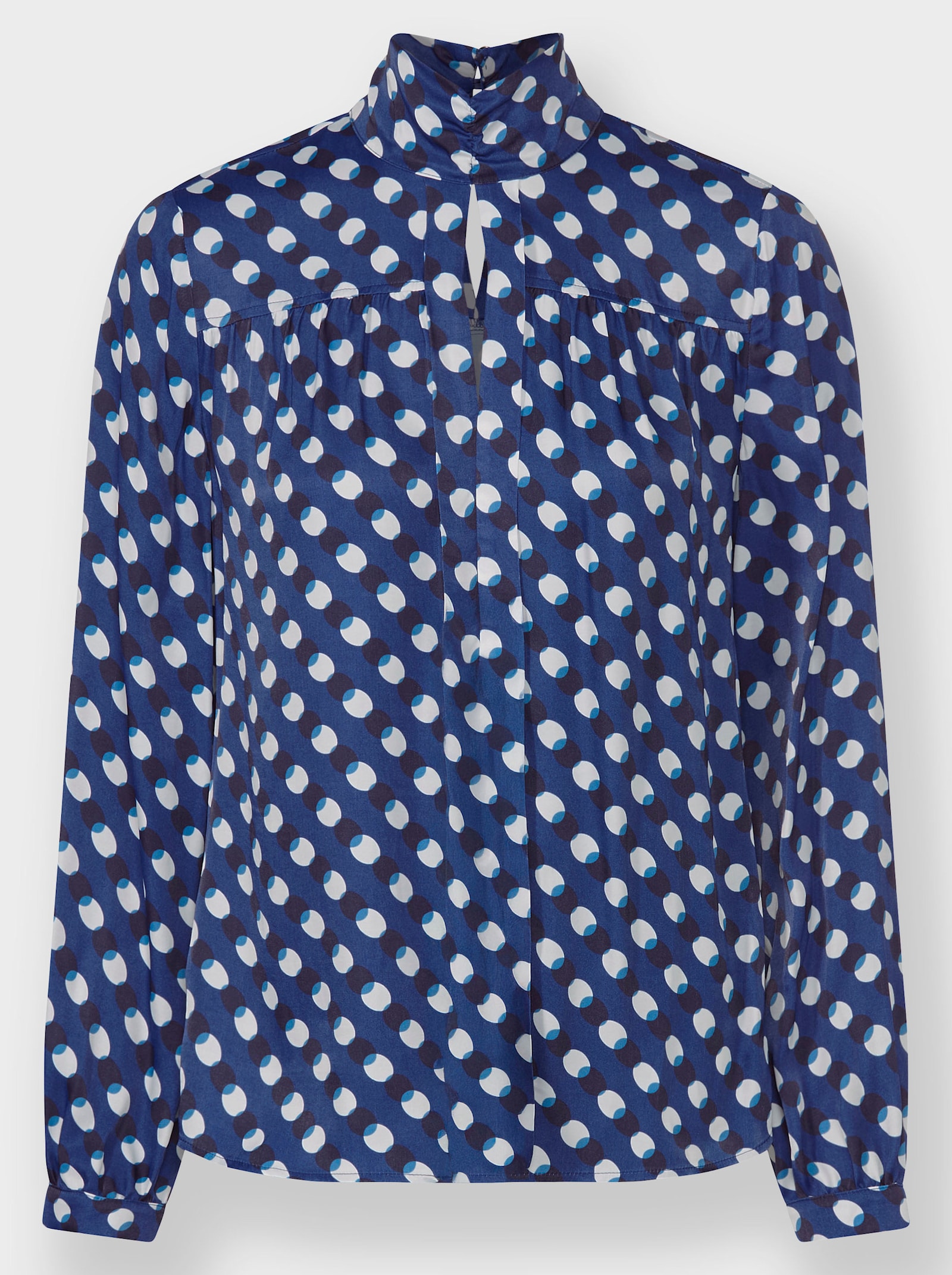heine Schlupfbluse mit Punkte-Dessin - royalblau-ecru-bedruckt