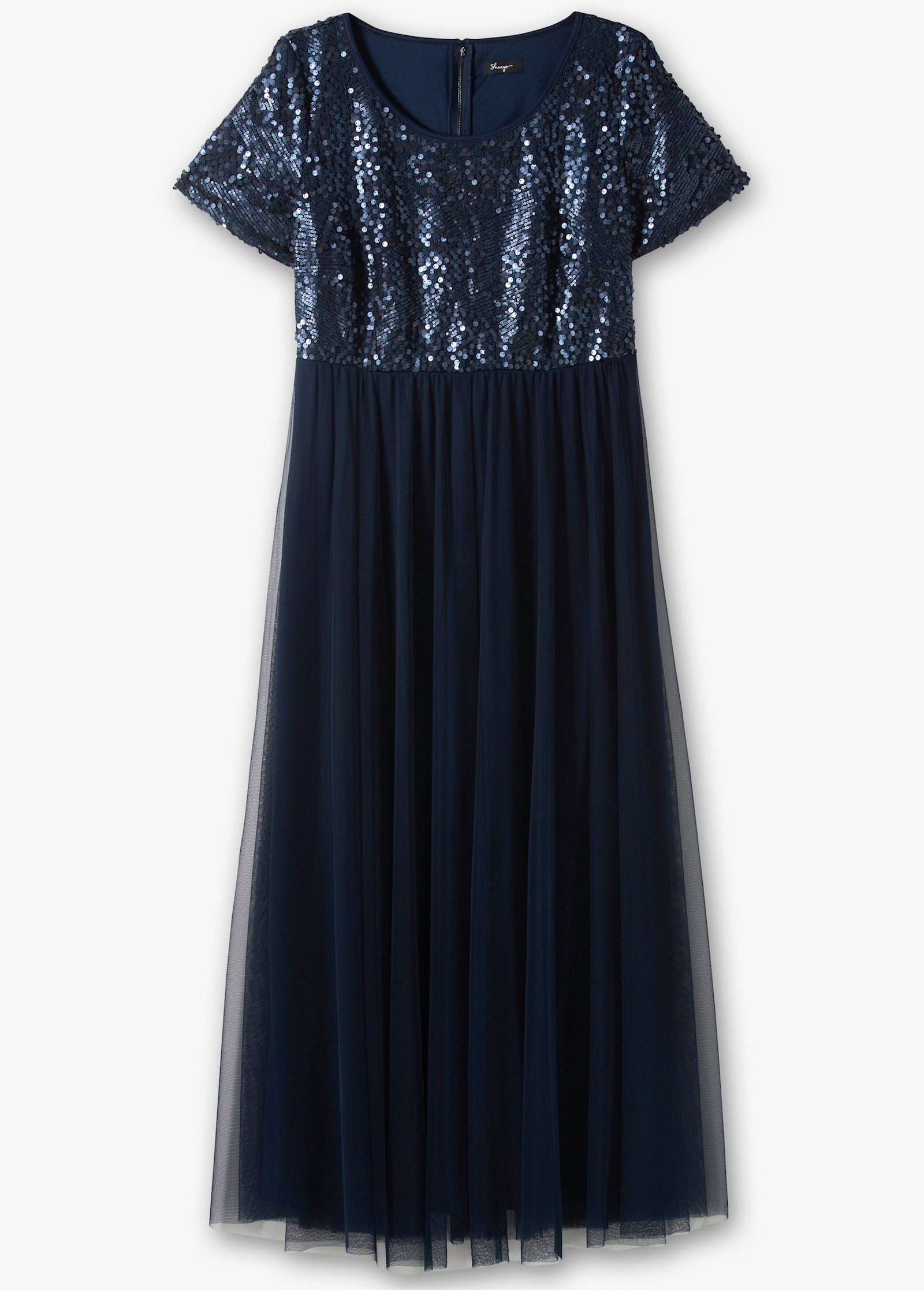 sheego Abendkleid in A-Linie, mit Pailletten - marine