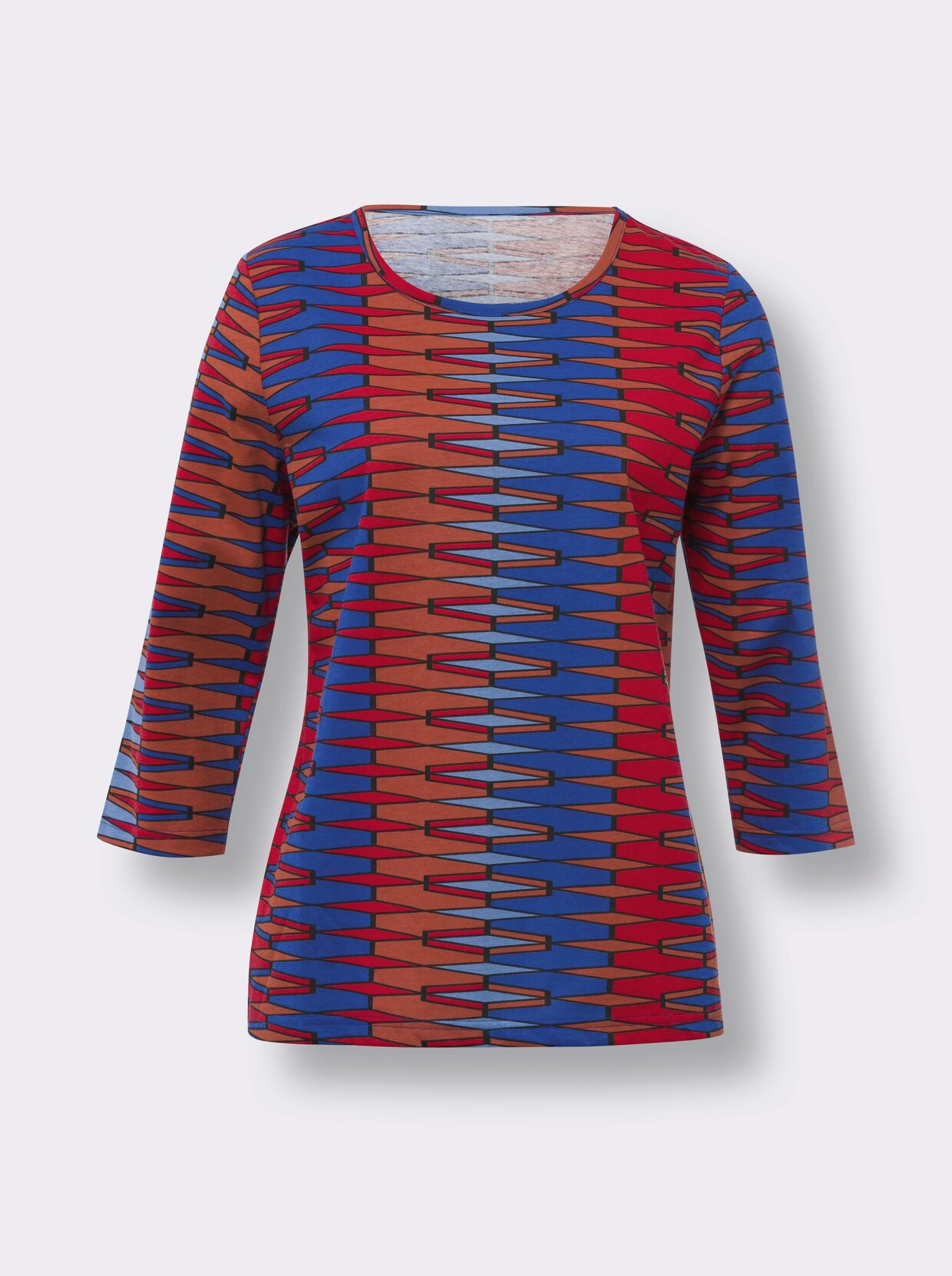 Shirt met 3/4-mouw - rood/koningsblauw bedrukt