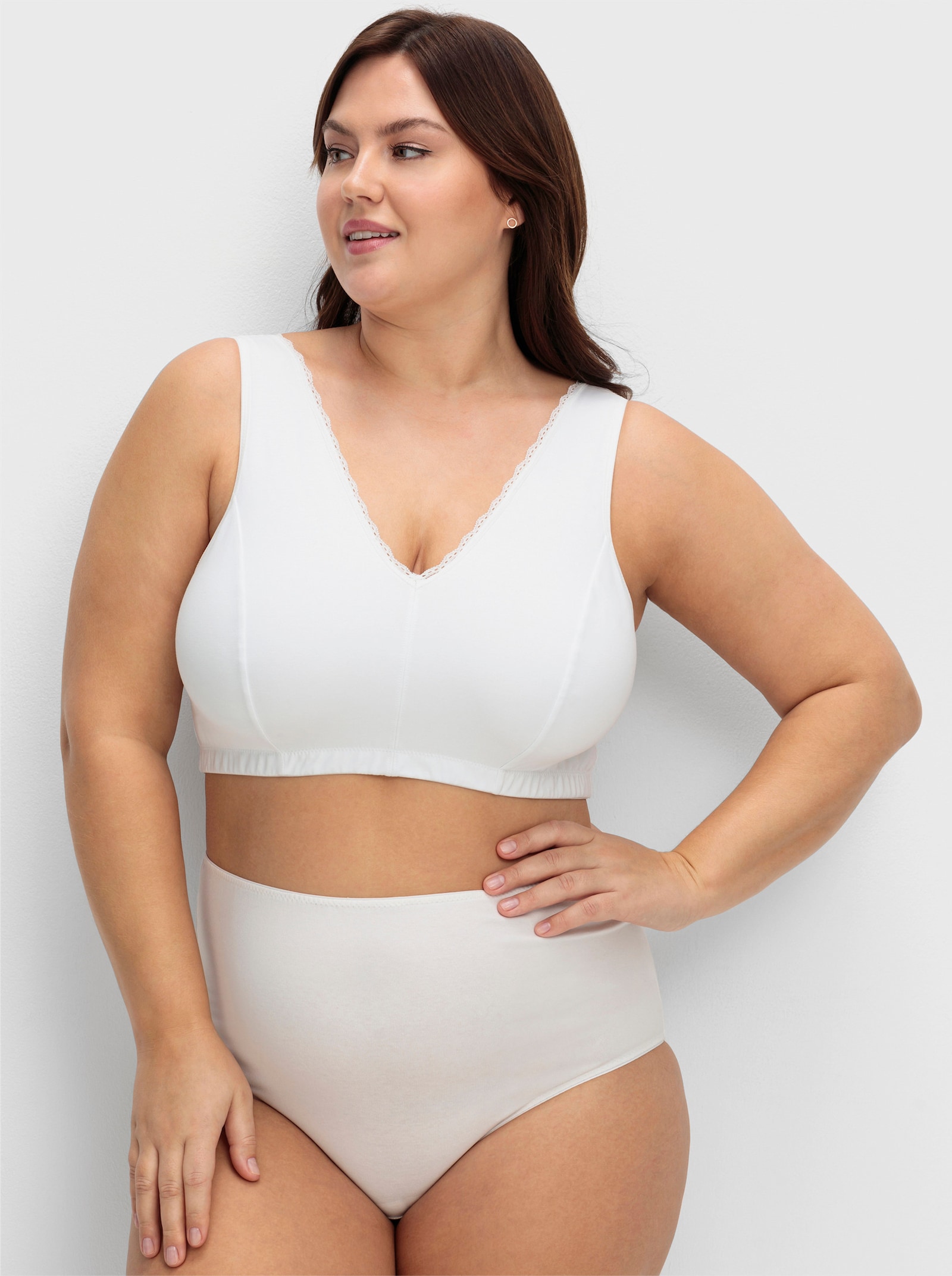 sheego Beugelloze beha in bustiermodel, in set van 2 - marine en wit