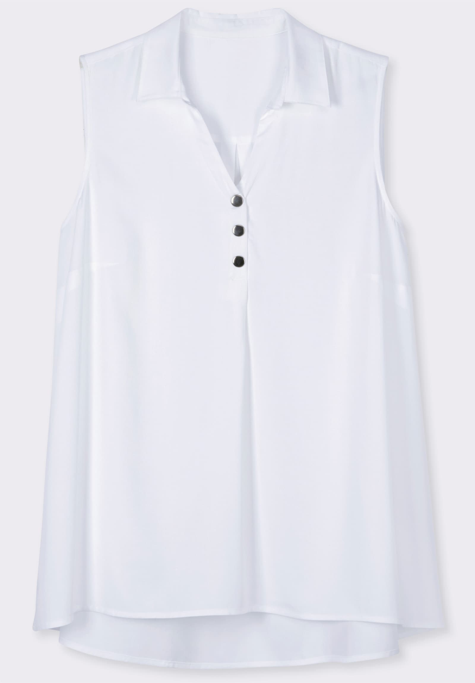 Ärmellose Bluse mit Zierknopfleiste - ecru