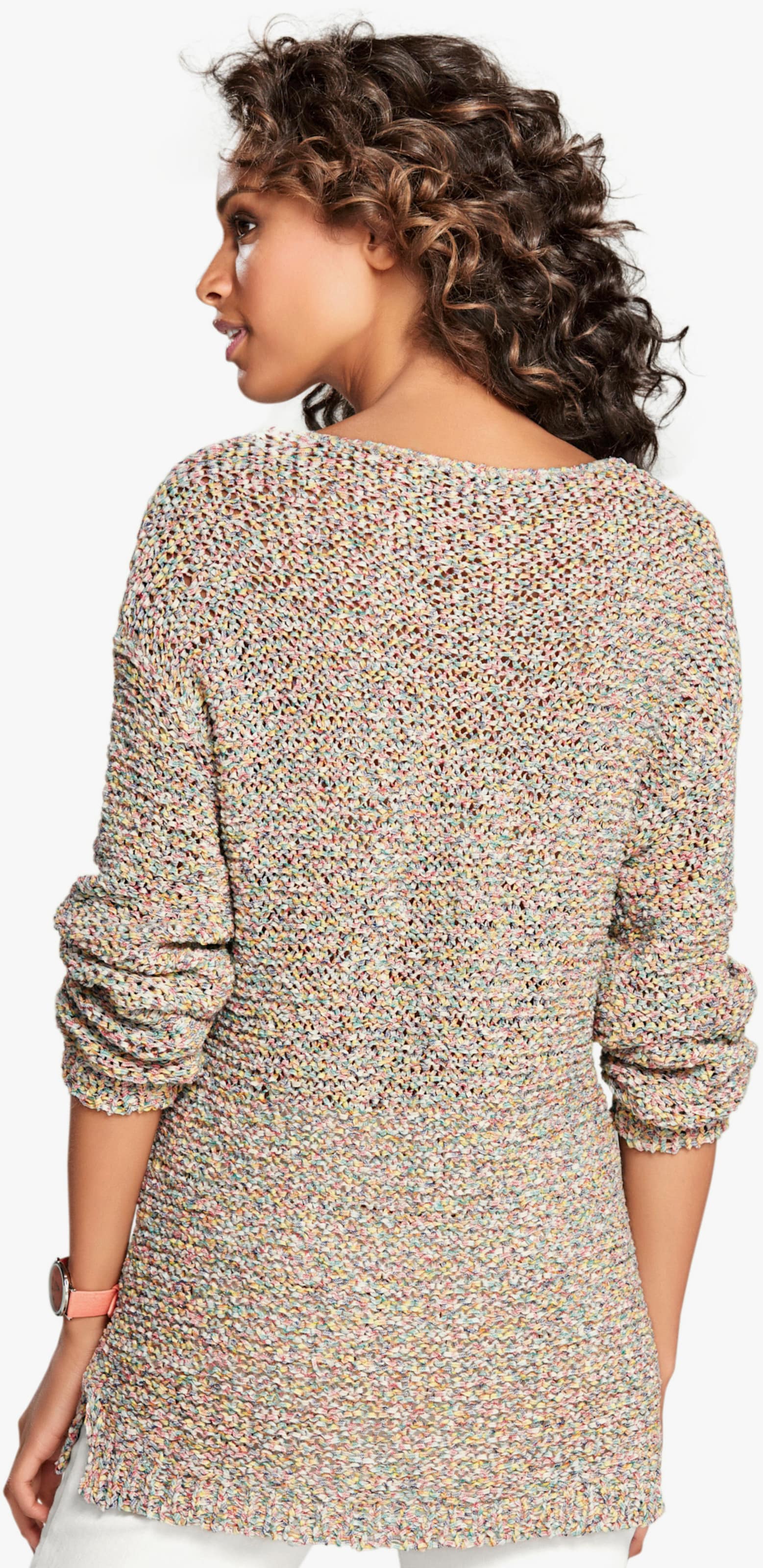 heine Rundhalspullover mit Seitenschlitzen - bunt