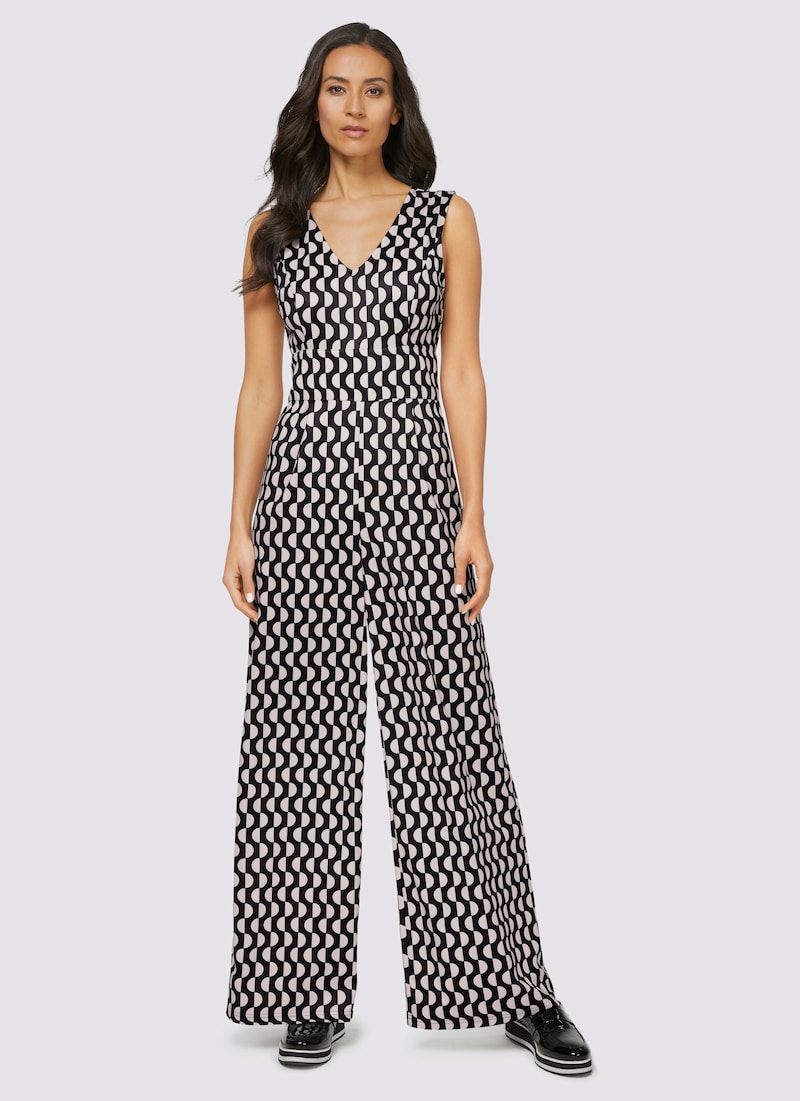 heine Jumpsuit in schwarzecrubedruckt heine