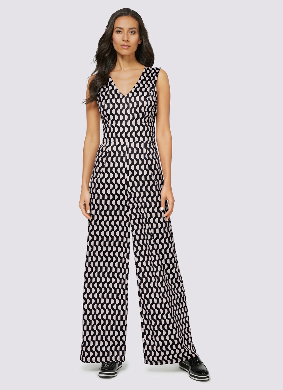 heine Jumpsuit in schwarzecrubedruckt heine