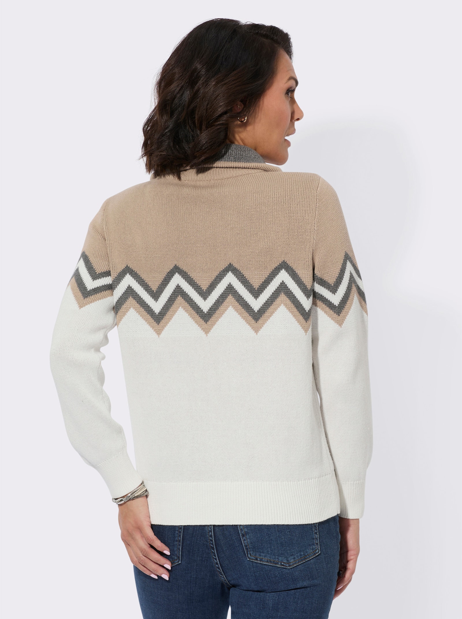 Pullover mit Strickmuster - sesam-ecru-gemustert