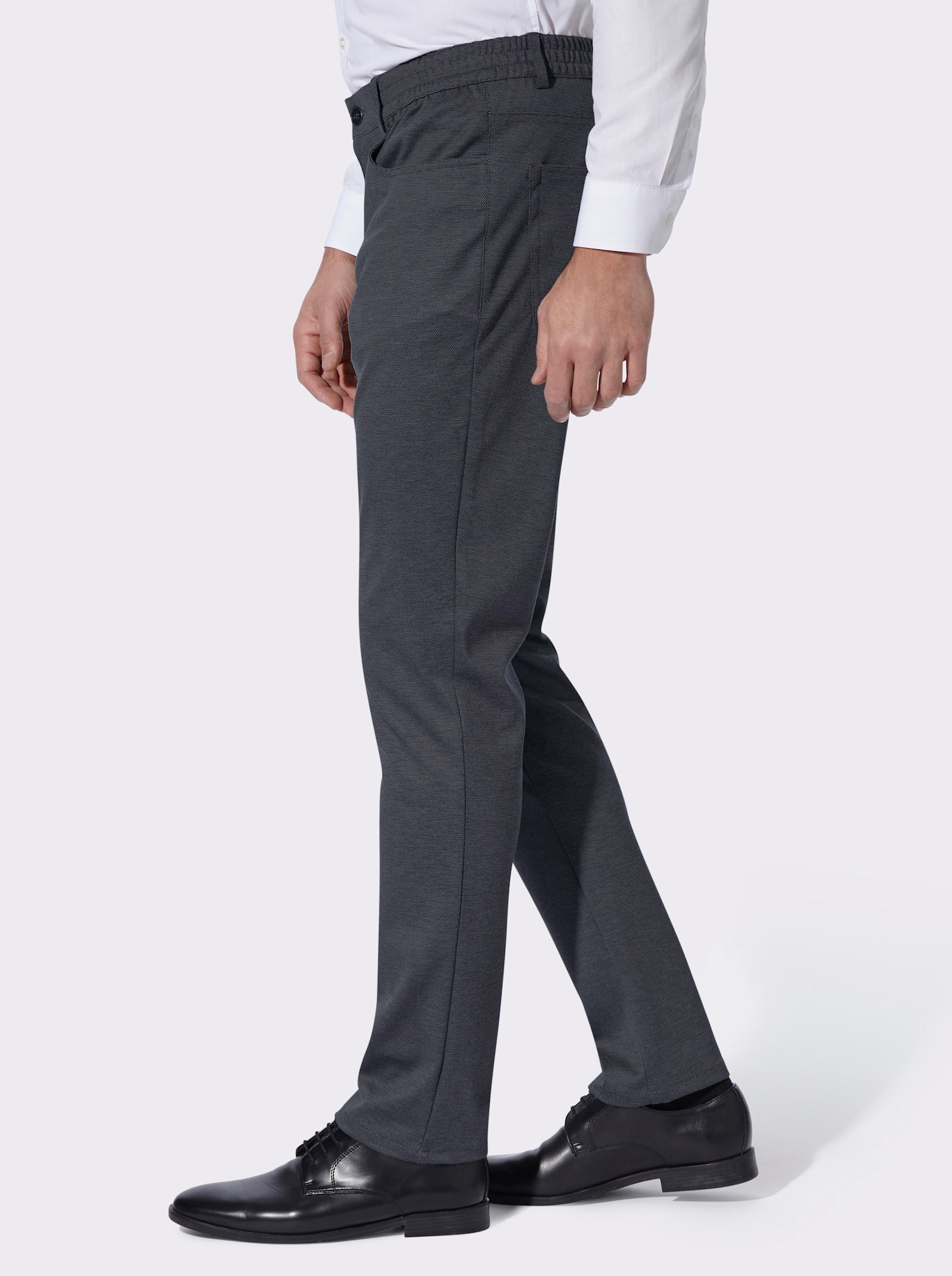 5-Pocket-Hose mit Rundum-Dehnbund - marine-meliert