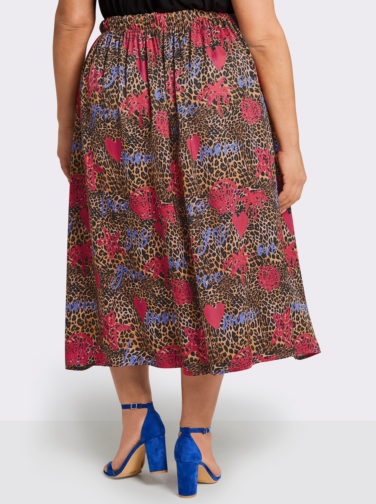 sheego loves miss goodlife Schlupfrock im Mustermix - camel-schwarz-bedruckt