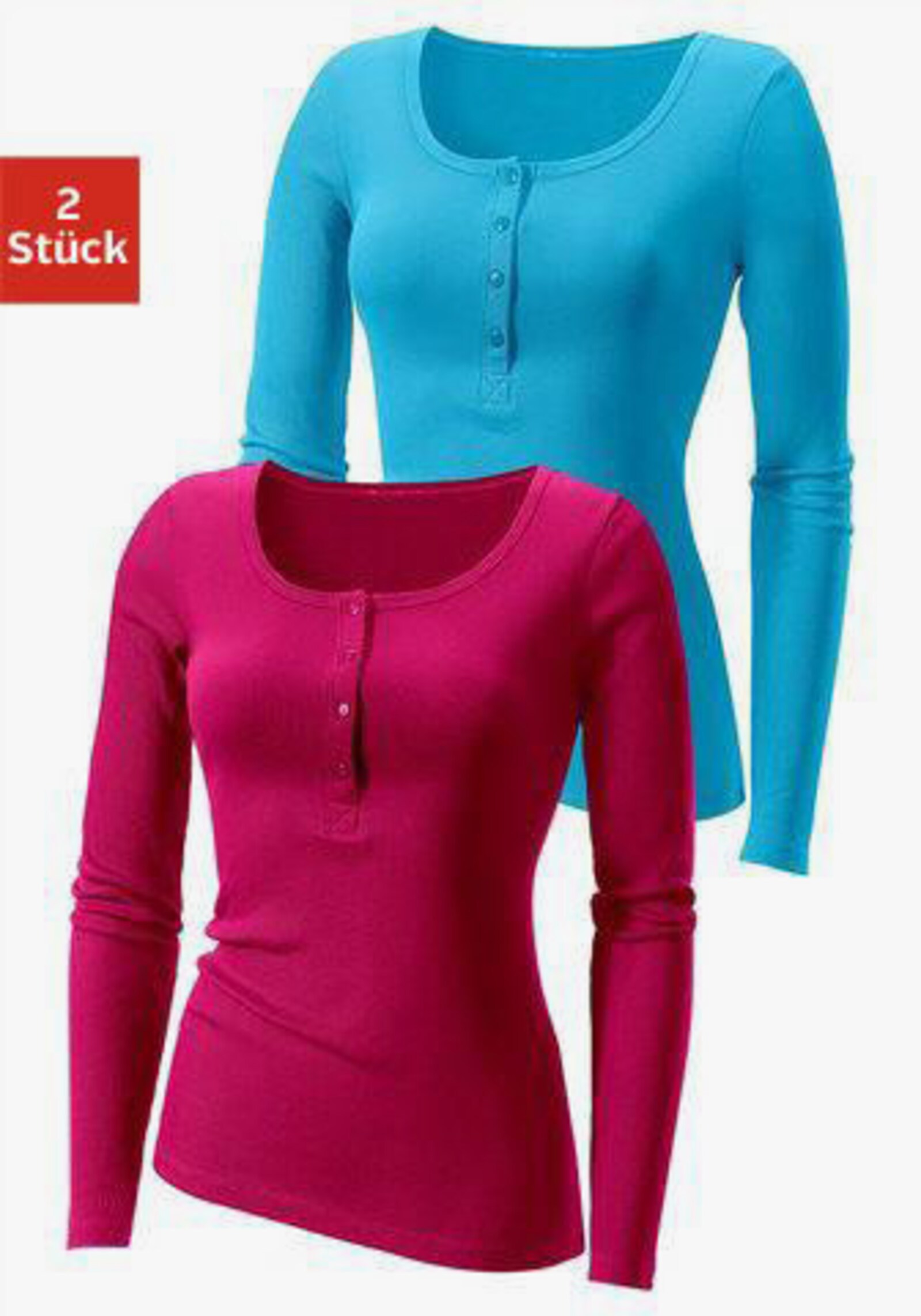 H.I.S Langarmshirt - pink, petrol