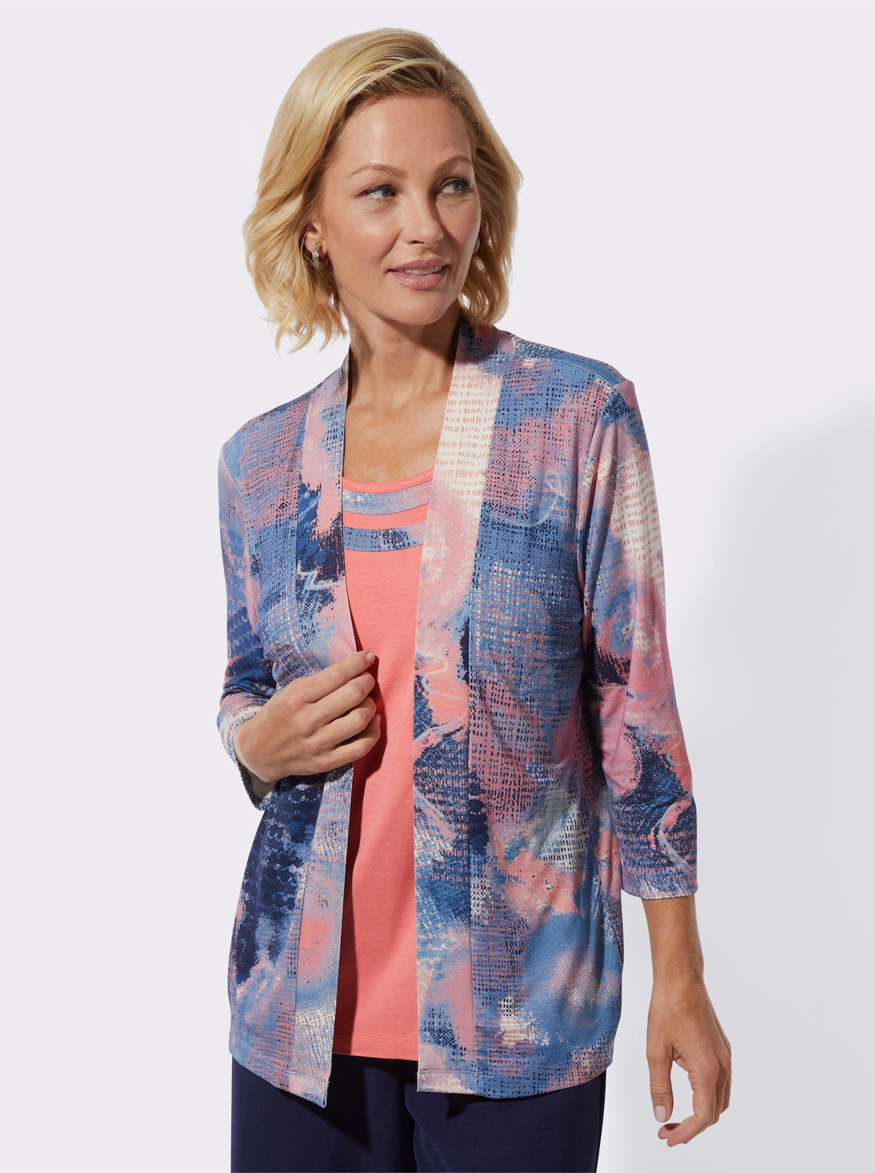 2-in-1-Shirt - marine-flamingo-bedruckt