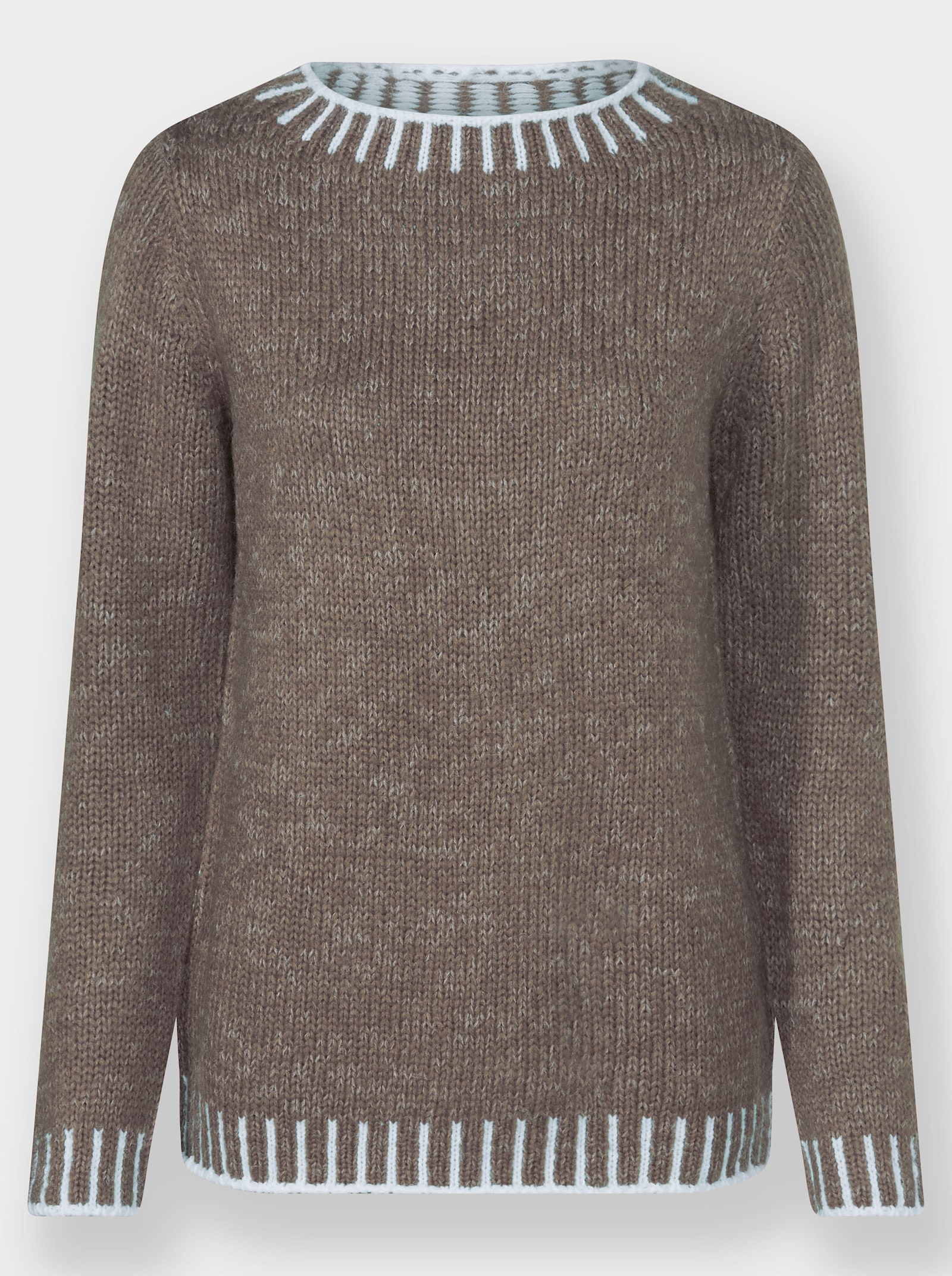 Langarm-Pullover mit effektvollen Kontrasten - taupe-ecru-gemustert