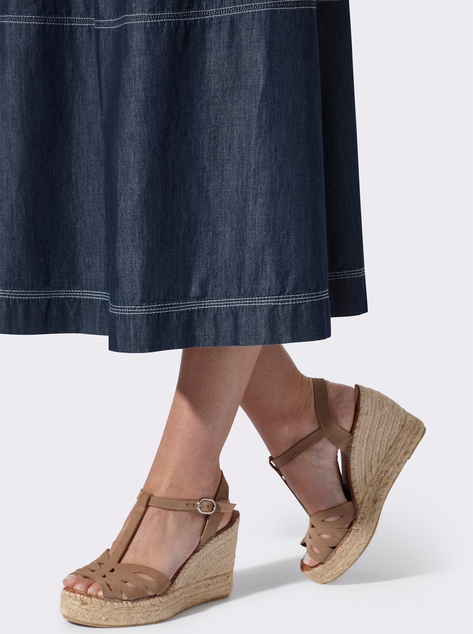 heine Jeansrock mit Kontrastnähten - blue-stone-washed