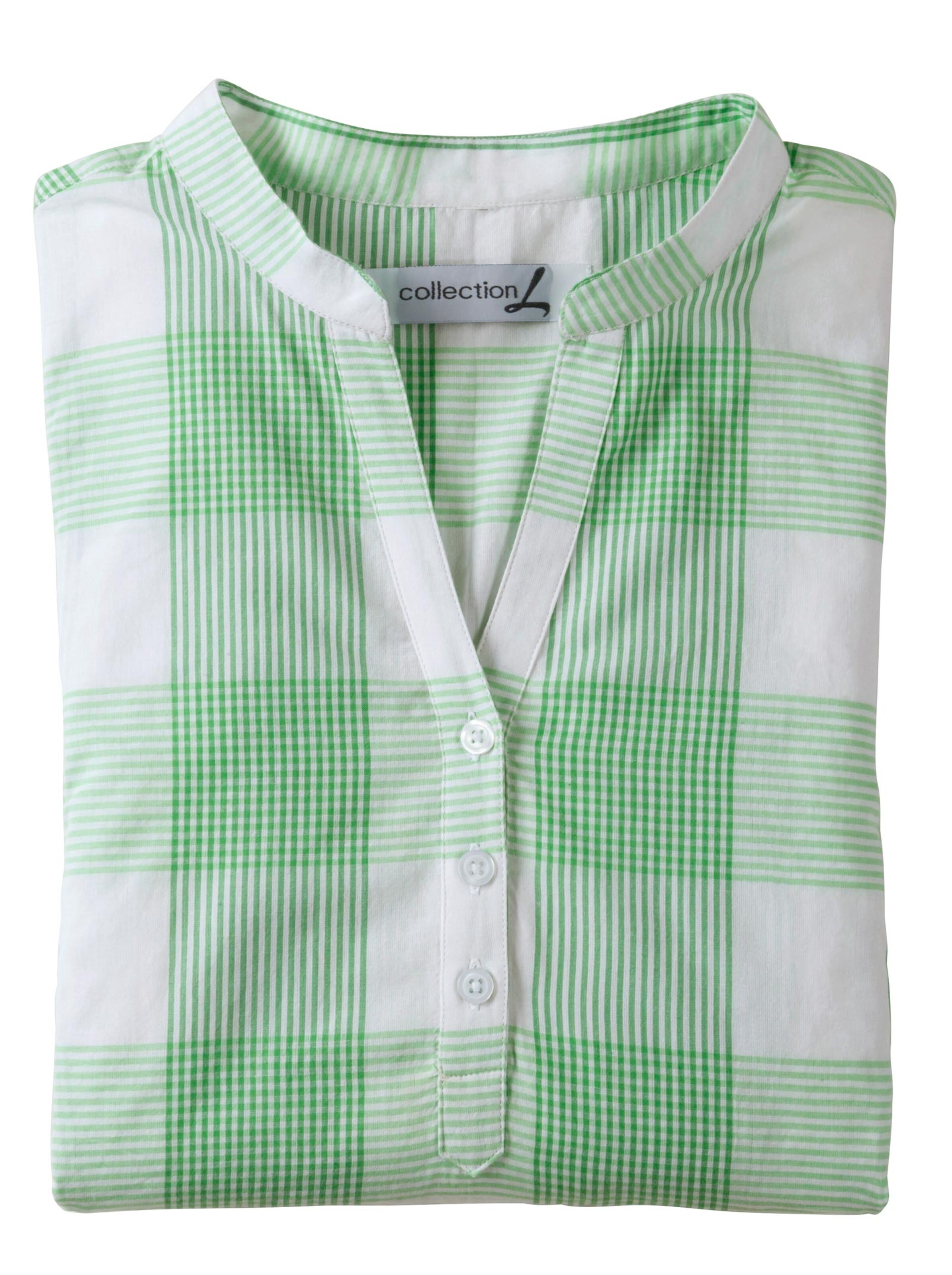 Collection L Baumwollbluse - grün-weiß-kariert