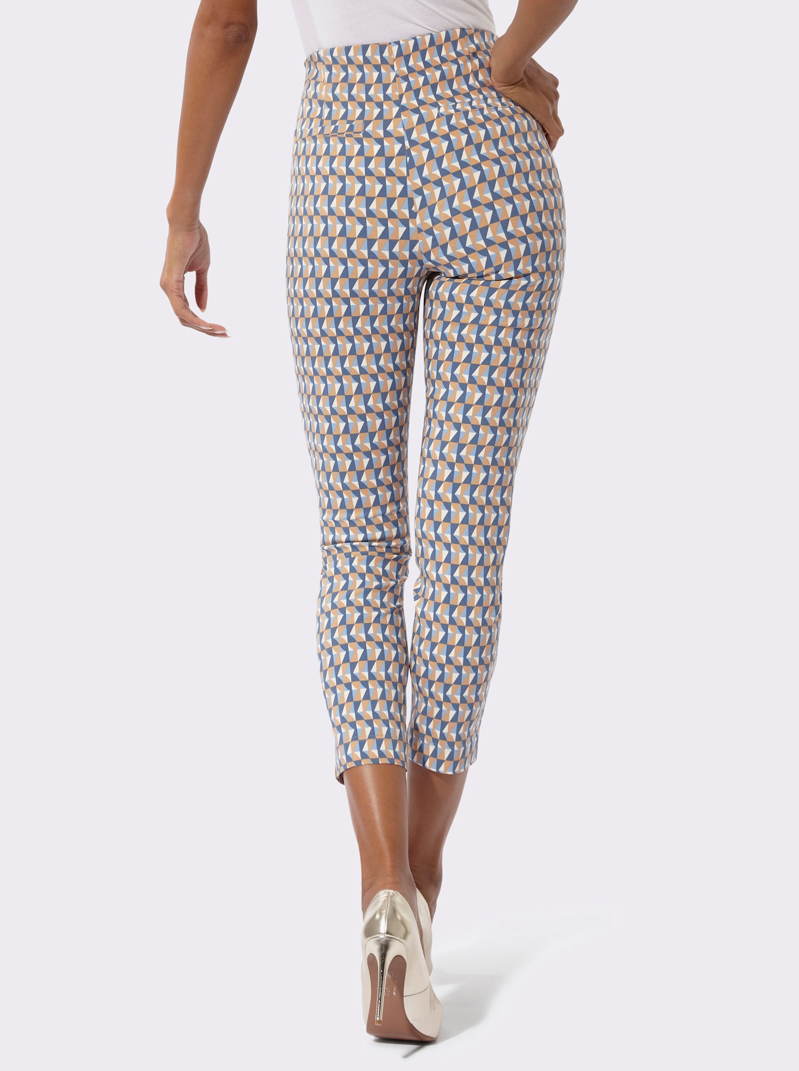 Bengalinhose mit Rundum-Dehnbund - camel-bleu-bedruckt