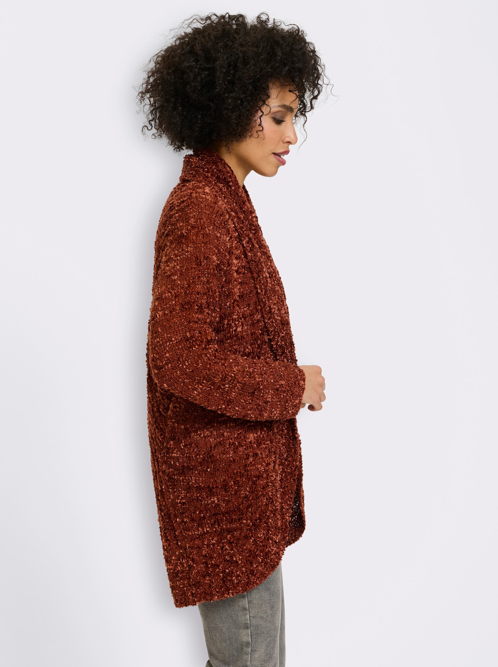 heine Longstrickjacke aus Chenille - rotbraun