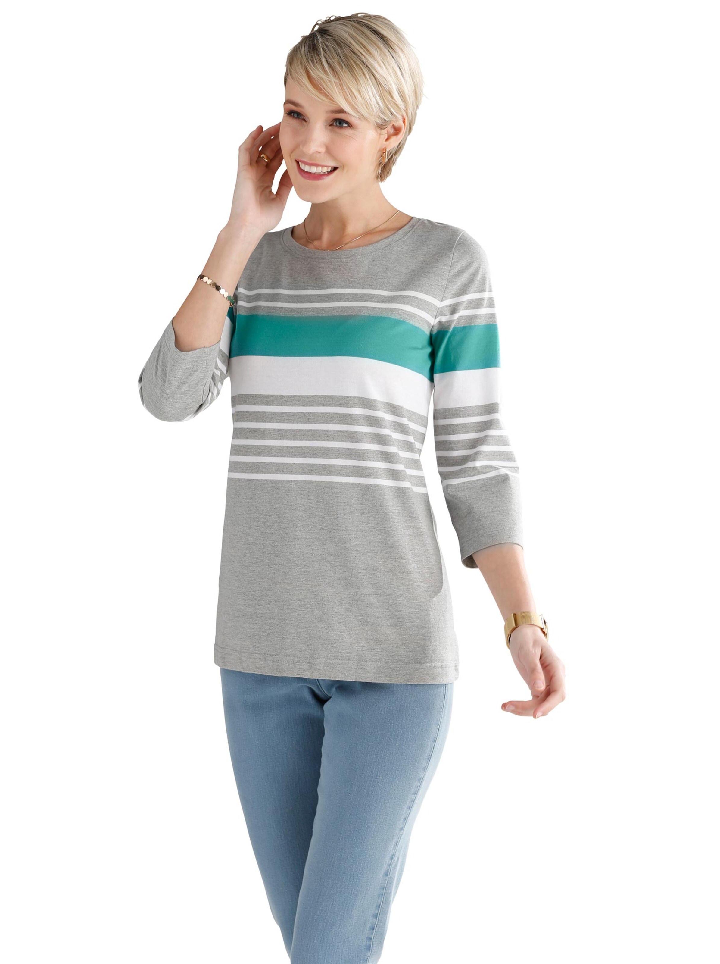 Shirt - grau-meliert-lagune