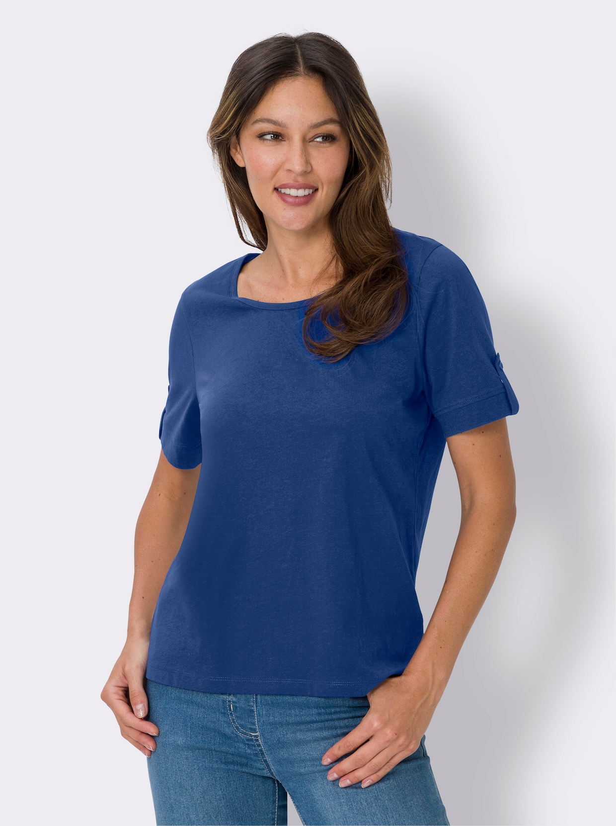 Shirts (2 stuks) - koningsblauw + ecru/koningsblauw gestreept