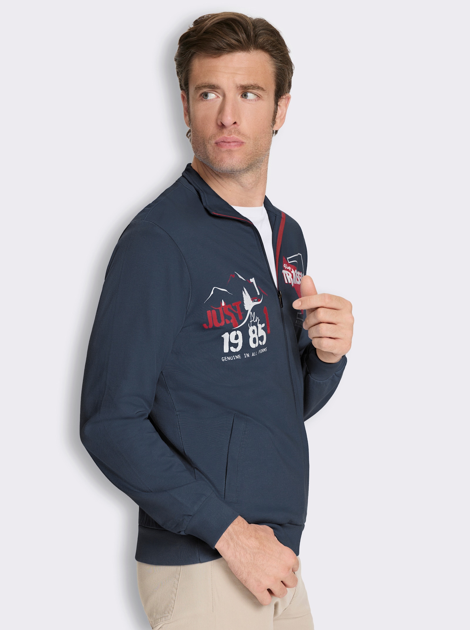 Shirtjacke mit Prints - dunkelblau