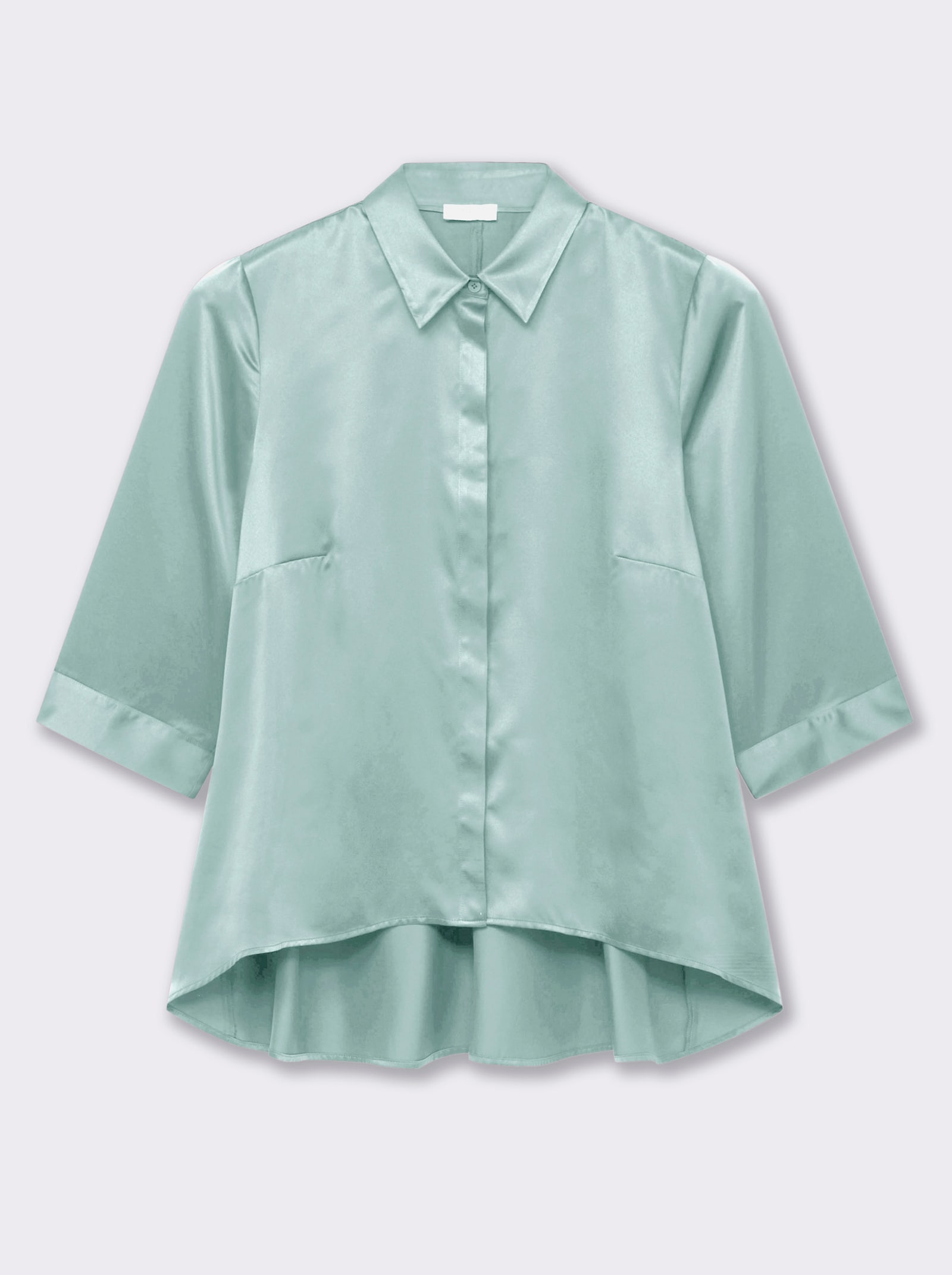 sheego Satinbluse mit verkürztem Saum vorn - kalkmint