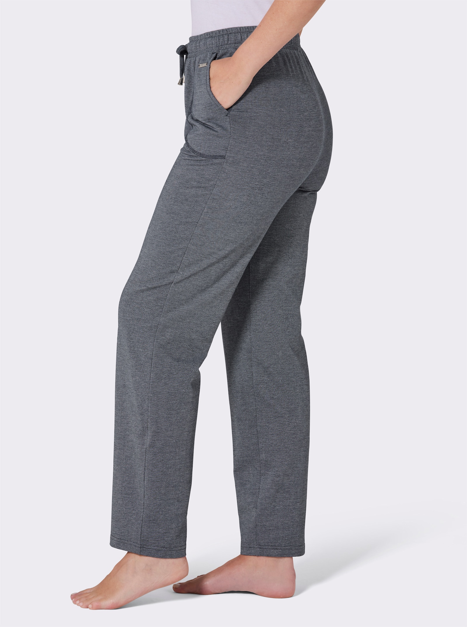 feel good Dehnbund-Hose in Jeans-Optik - dunkelblau-meliert