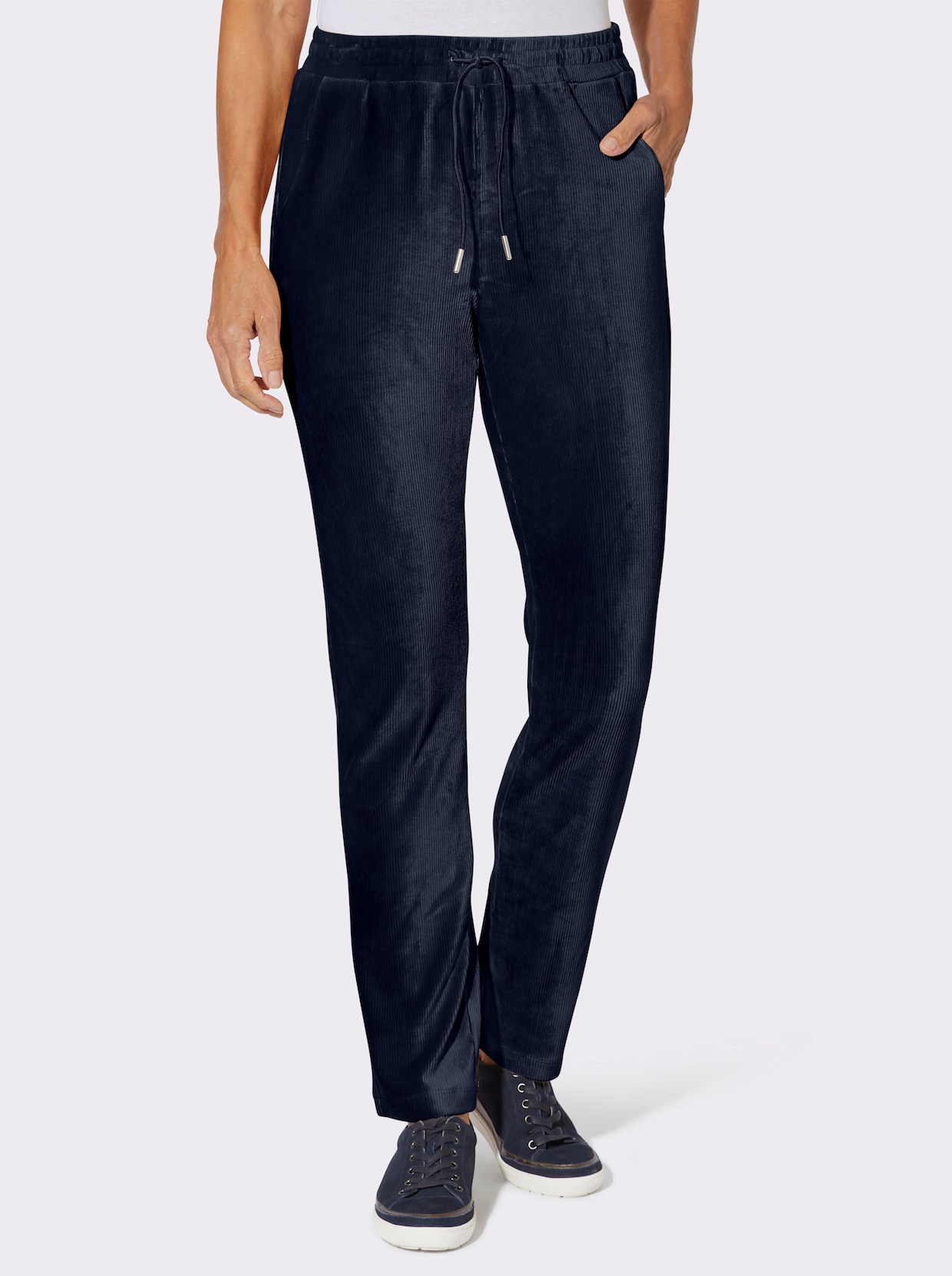 Schlupfhose in Cord-Qualität, pflegeleicht - marine