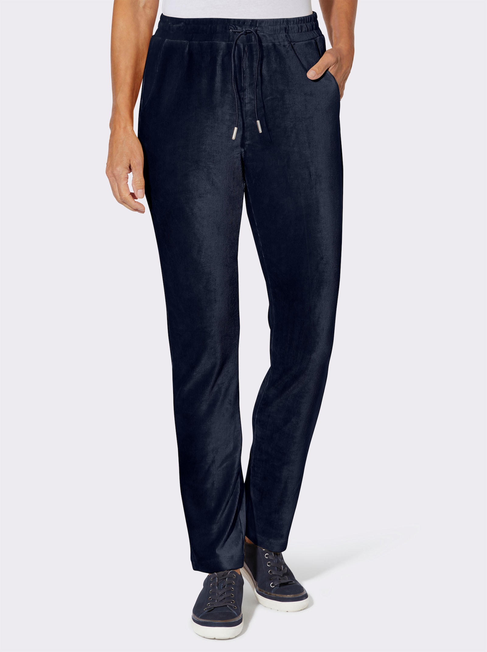 Comfortbroek van ribcord, onderhoudsarm - marine