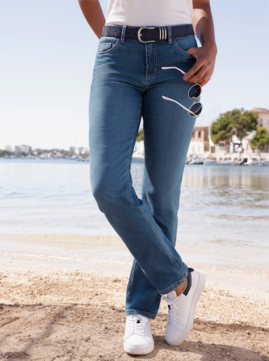Push-up-Jeans mit Abnähern hinten - blue-stone-washed