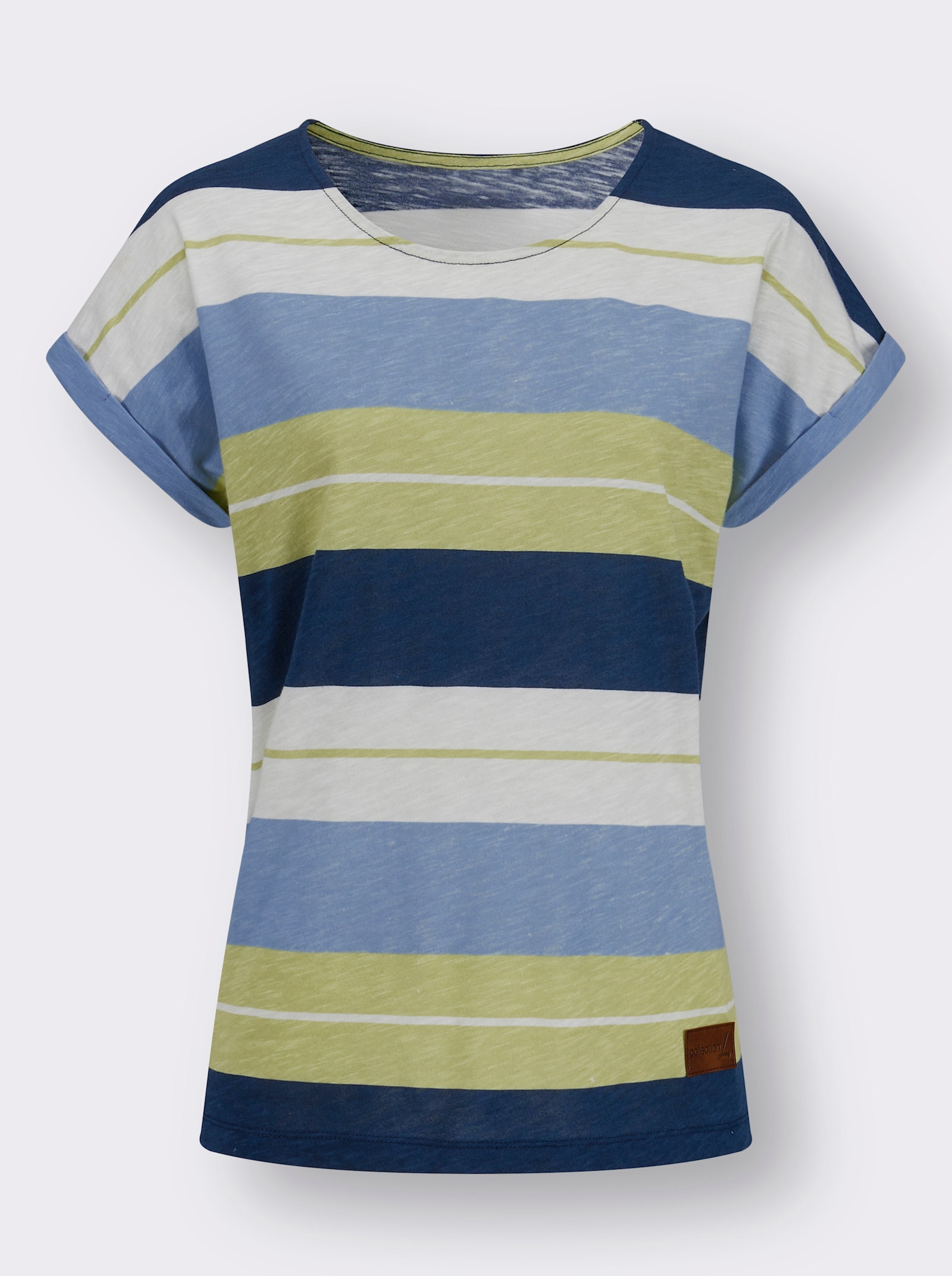 Ringelshirt mit Blockstreifen - lindgrün-bleu-geringelt