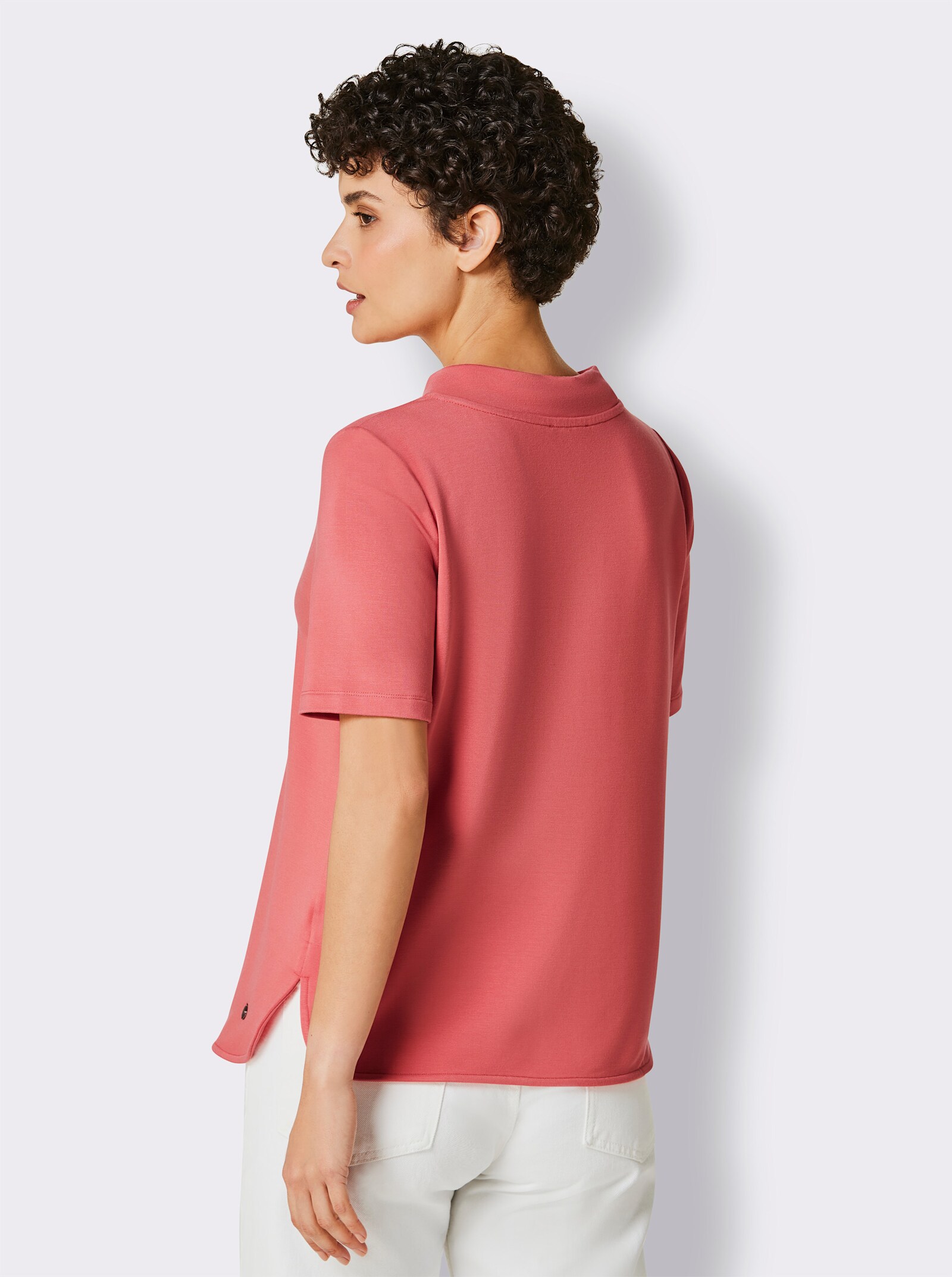 CREATION L PREMIUM Sweatshirt mit Folienprint und Glitzersteinchen - grapefruit