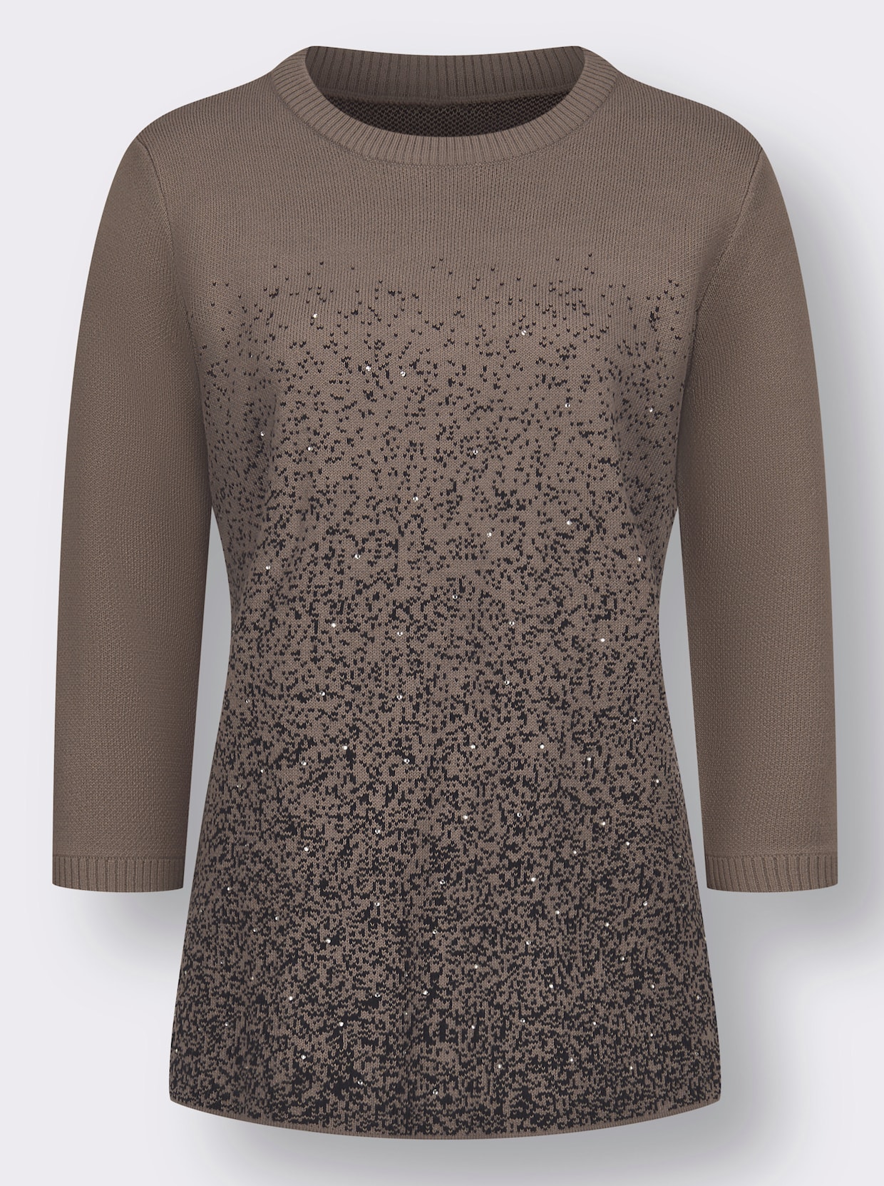 Pullover met 3/4-mouwen - taupe/zwart gedessineerd