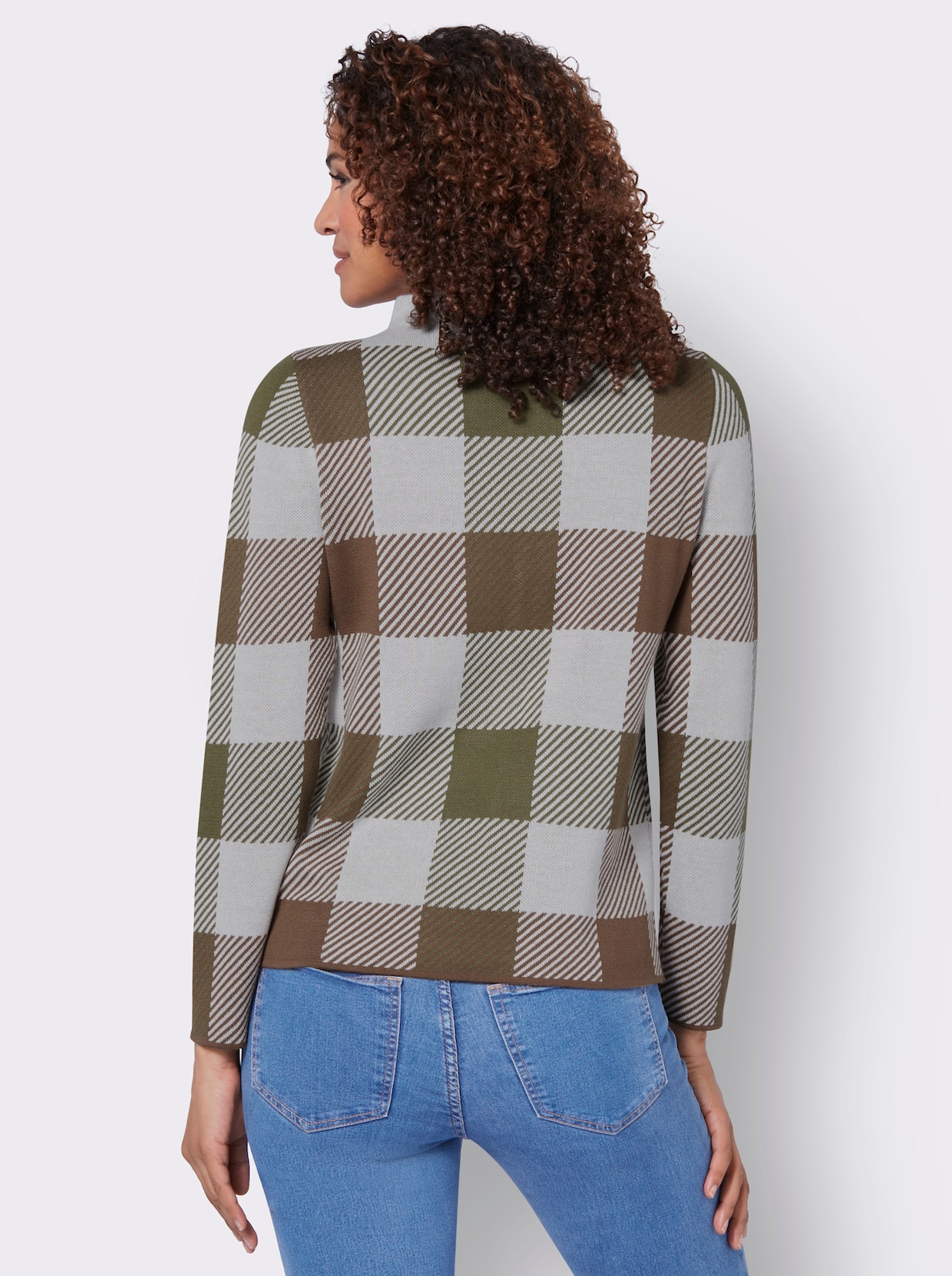 Pullover - oliv-ecru-gemustert