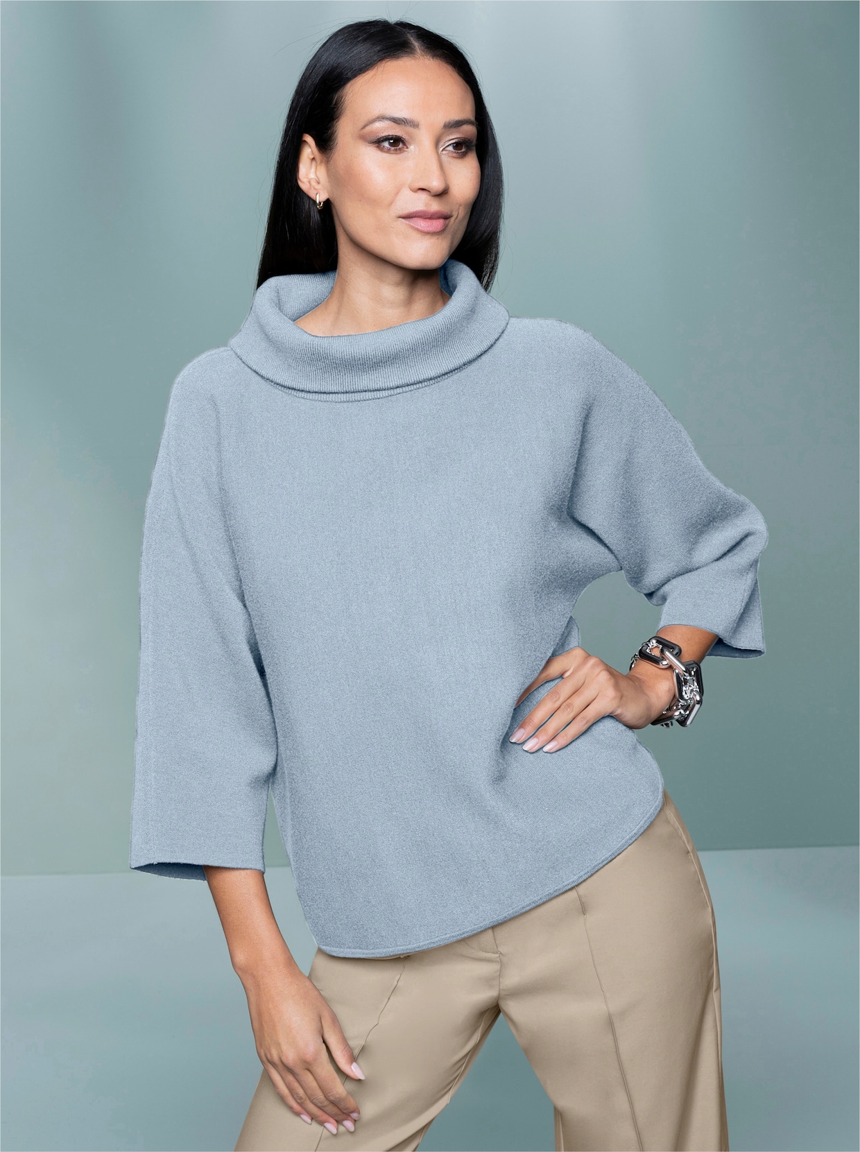 heine Pullover met 3/4-mouwen - lichtblauw