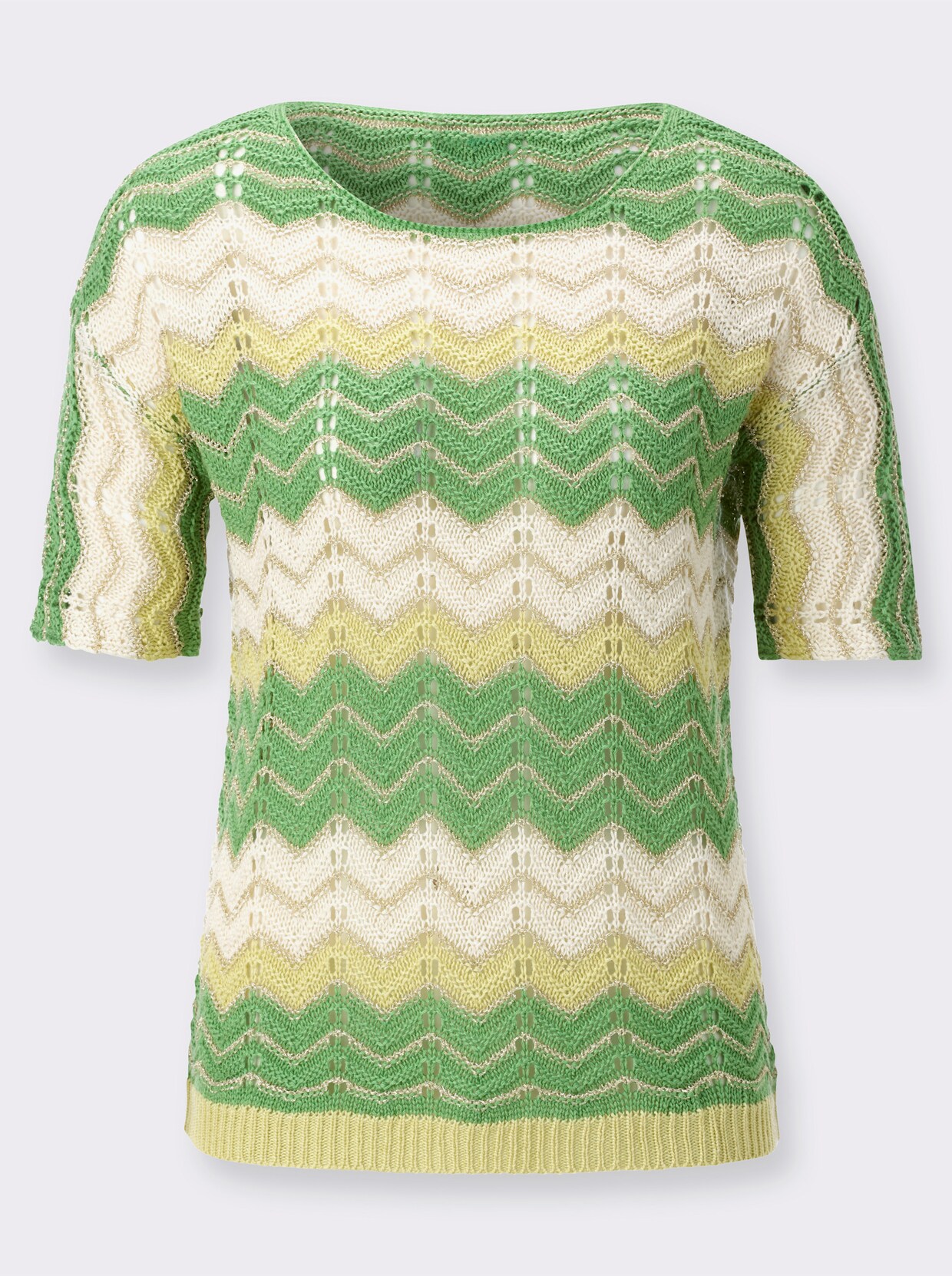 Ajourpullover - apfel-pistazie-gemustert