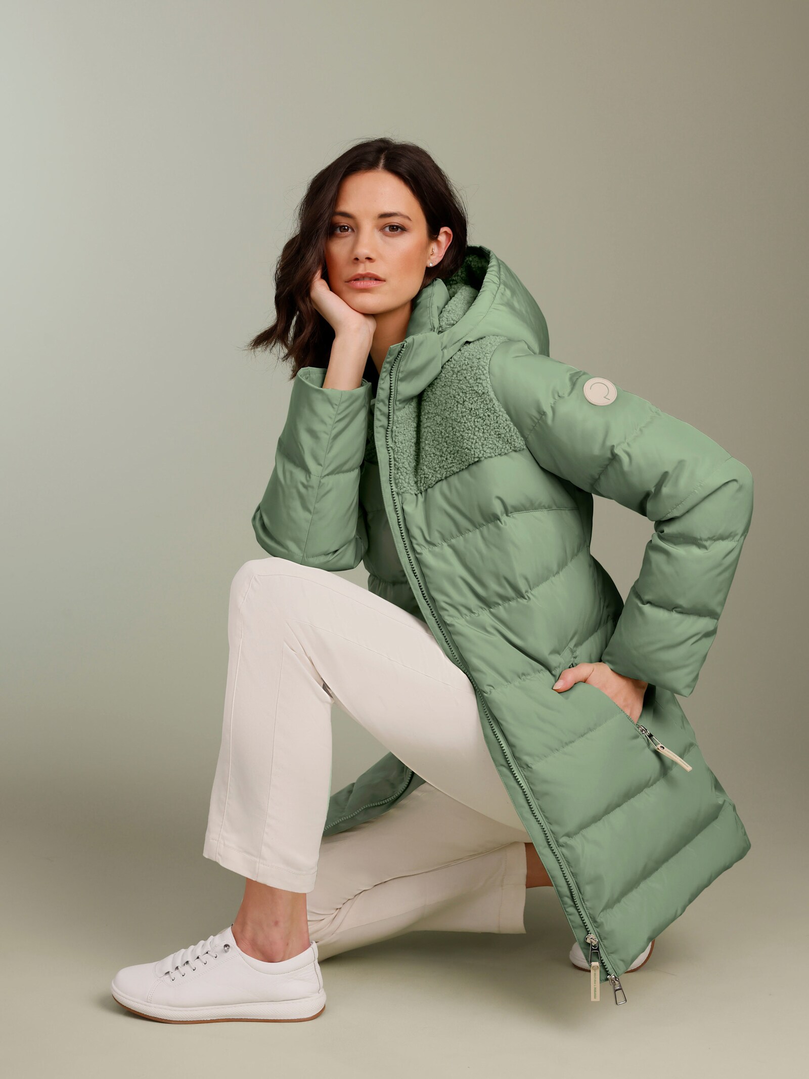 CREATION L PREMIUM Daunenjacke mit Teddyfleece - eucalyptus