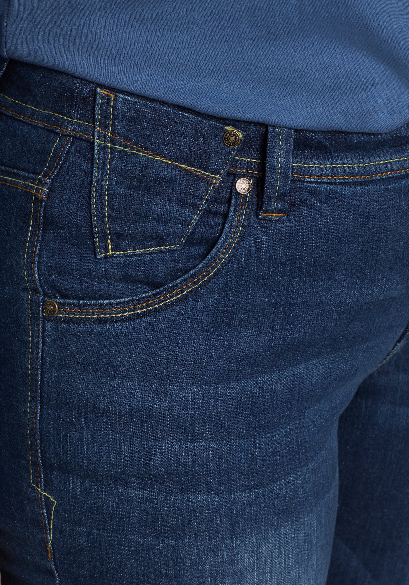 sheego Rechte jeans met used-effecten - blue denim