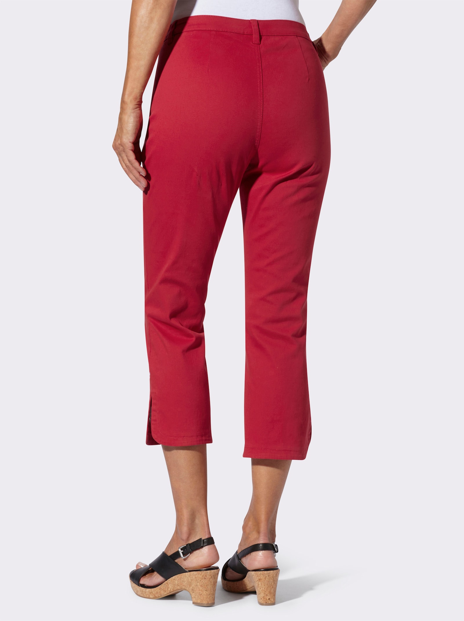 7/8 džíny s květinovou výšivkou - červená