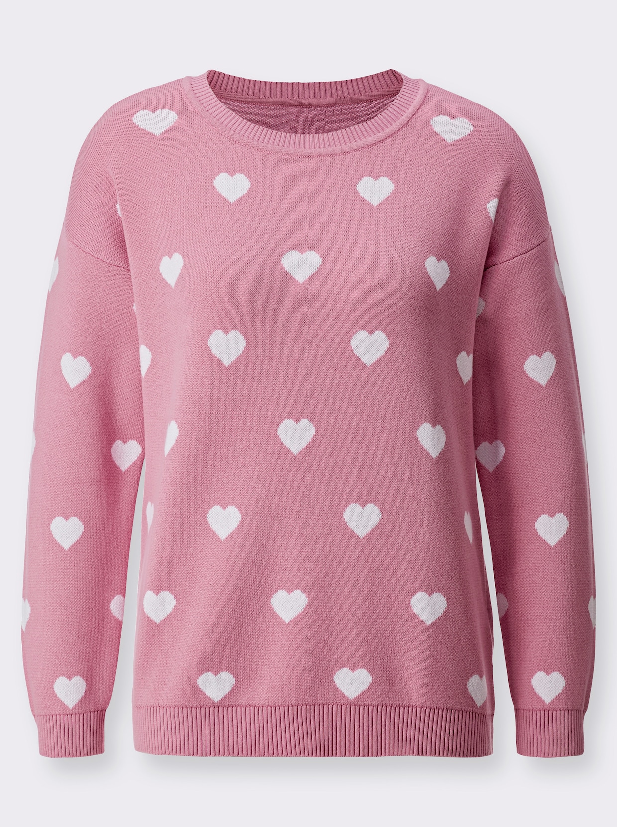 Pull à manches longues - vieux rose-blanc à motifs