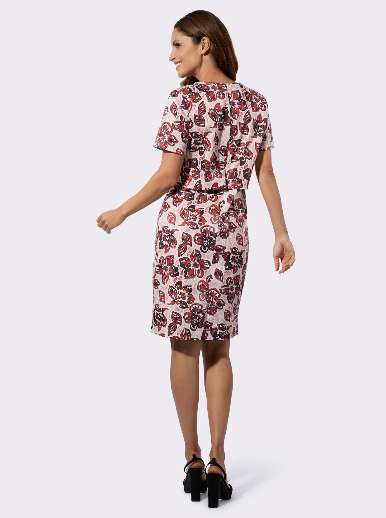 Druckkleid - rot-burgund-bedruckt