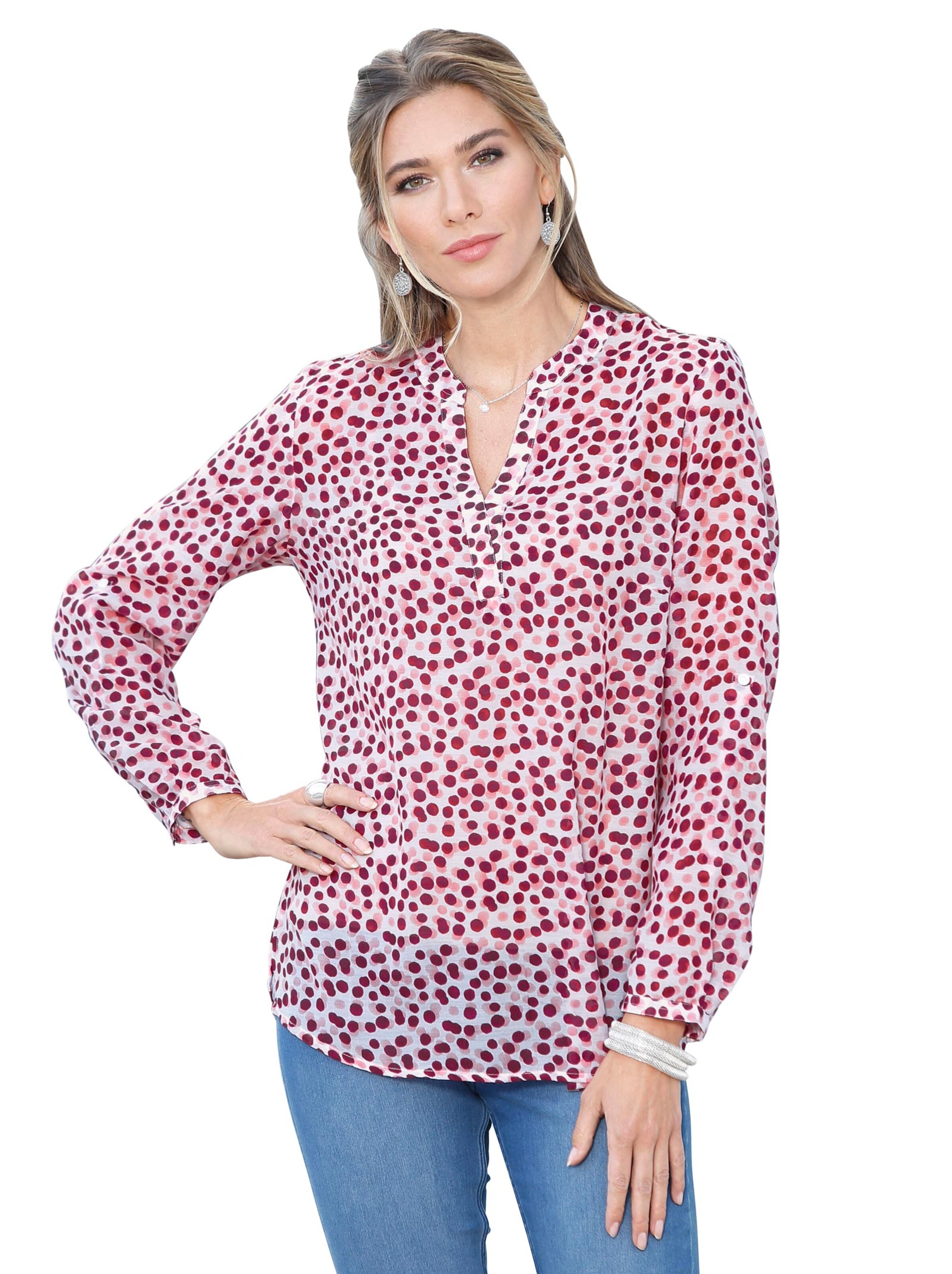 Tupfenbluse - rot-bedruckt
