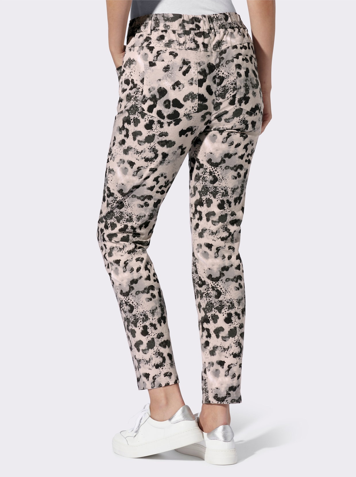 heine Druckhose - sand-schwarz-bedruckt