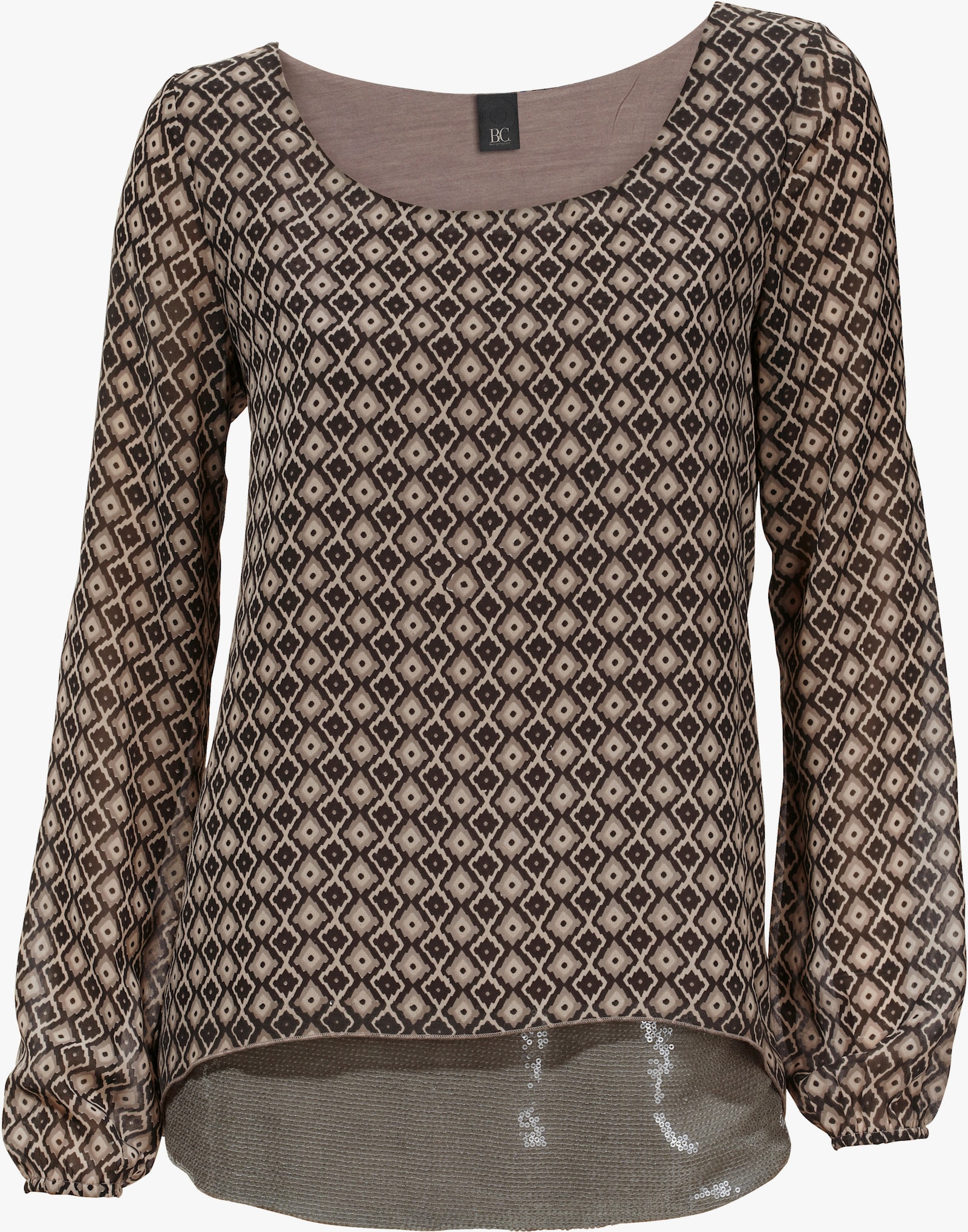 heine Blusenshirt in 2-in-1-Optik - taupe-braun