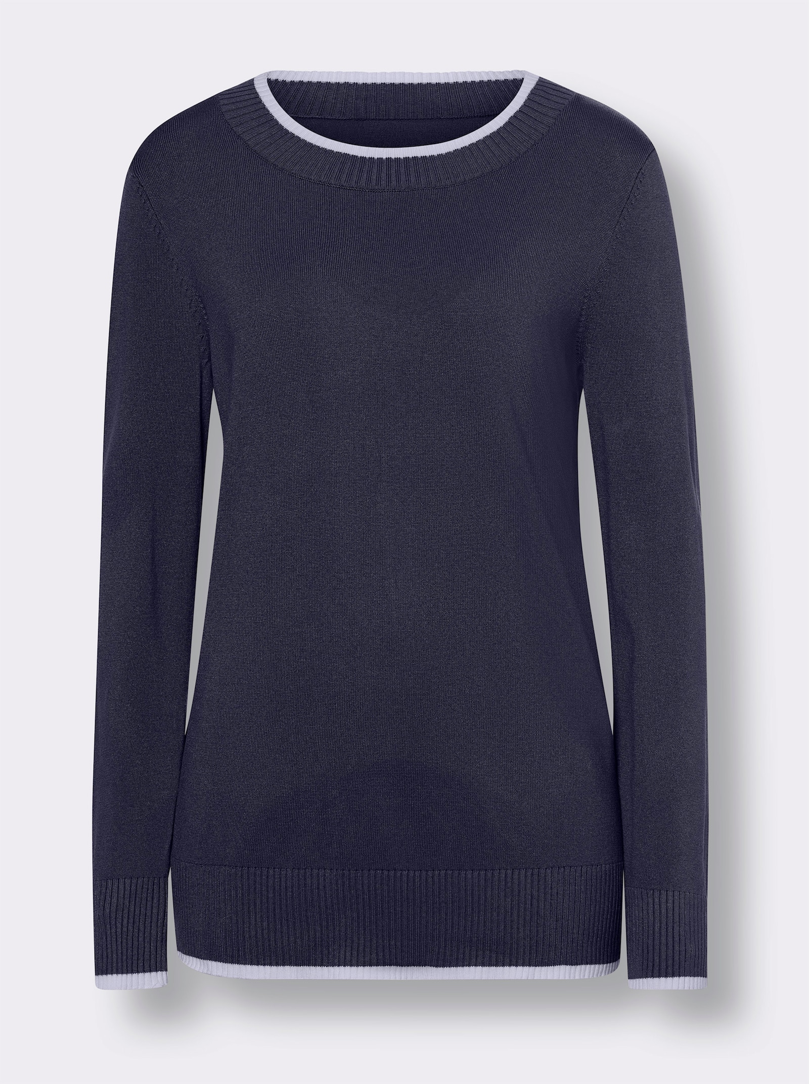 heine Feinstrickpullover mit Kontrastblende - marine