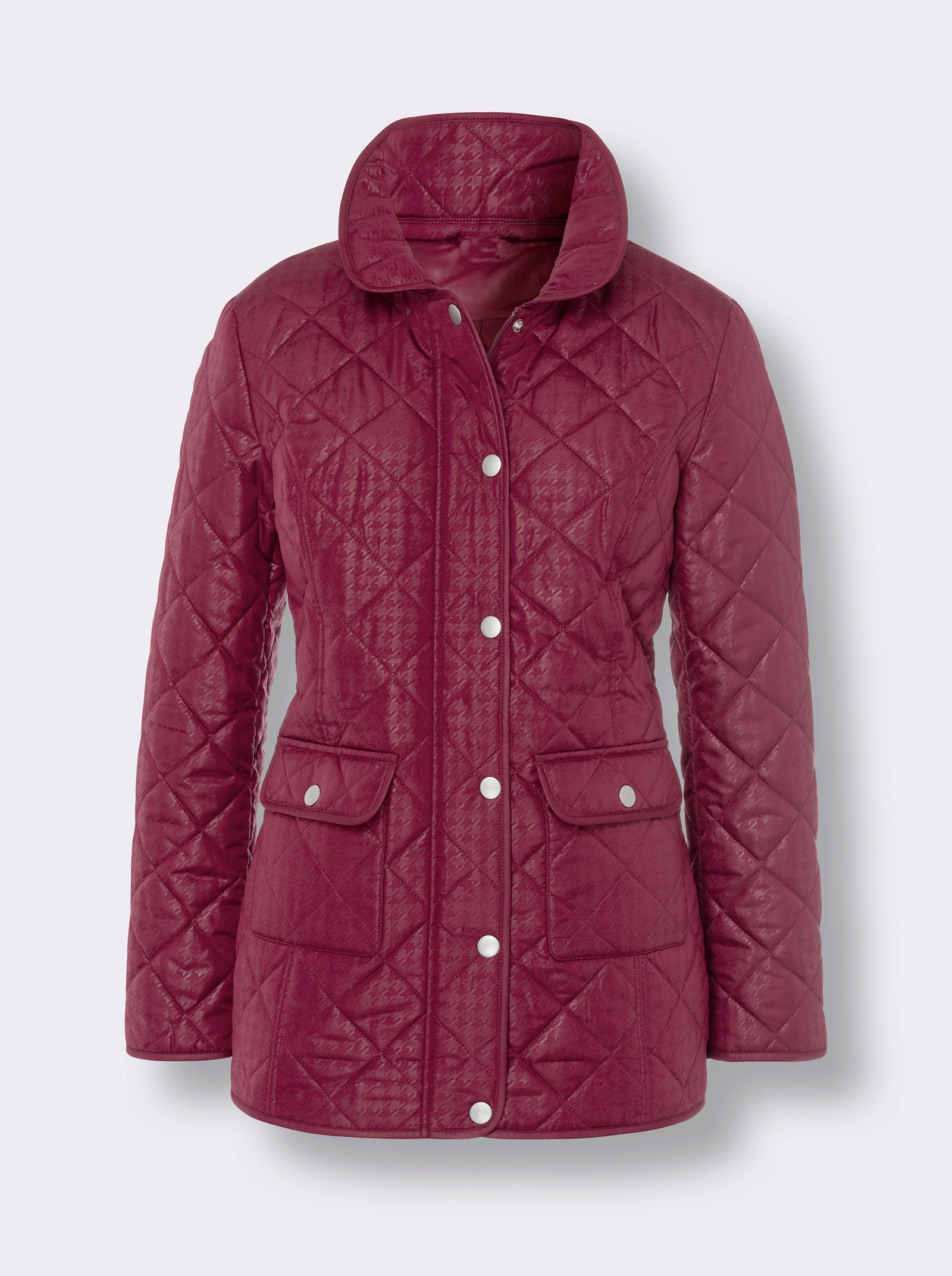 Steppjacke mit Hahnentritt-Muster - bordeaux