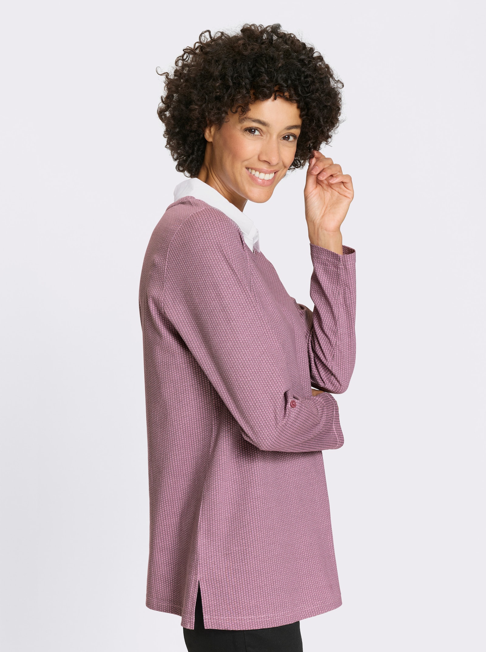 Longshirt in 2-in-1-Optik - rosé-orchidee-bedruckt