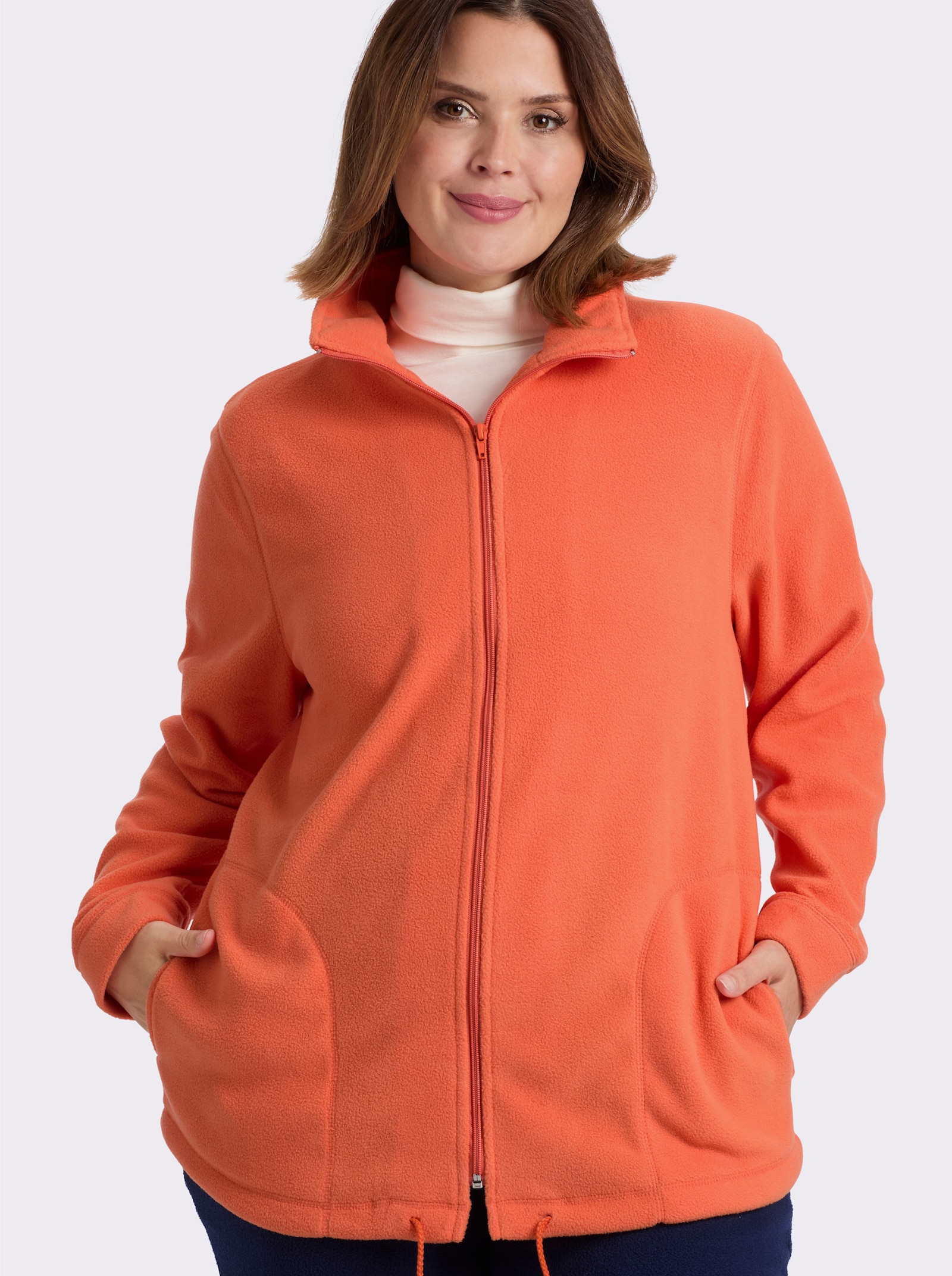 Fleecejacke Kordeldurchzug am Saum - terrakotta