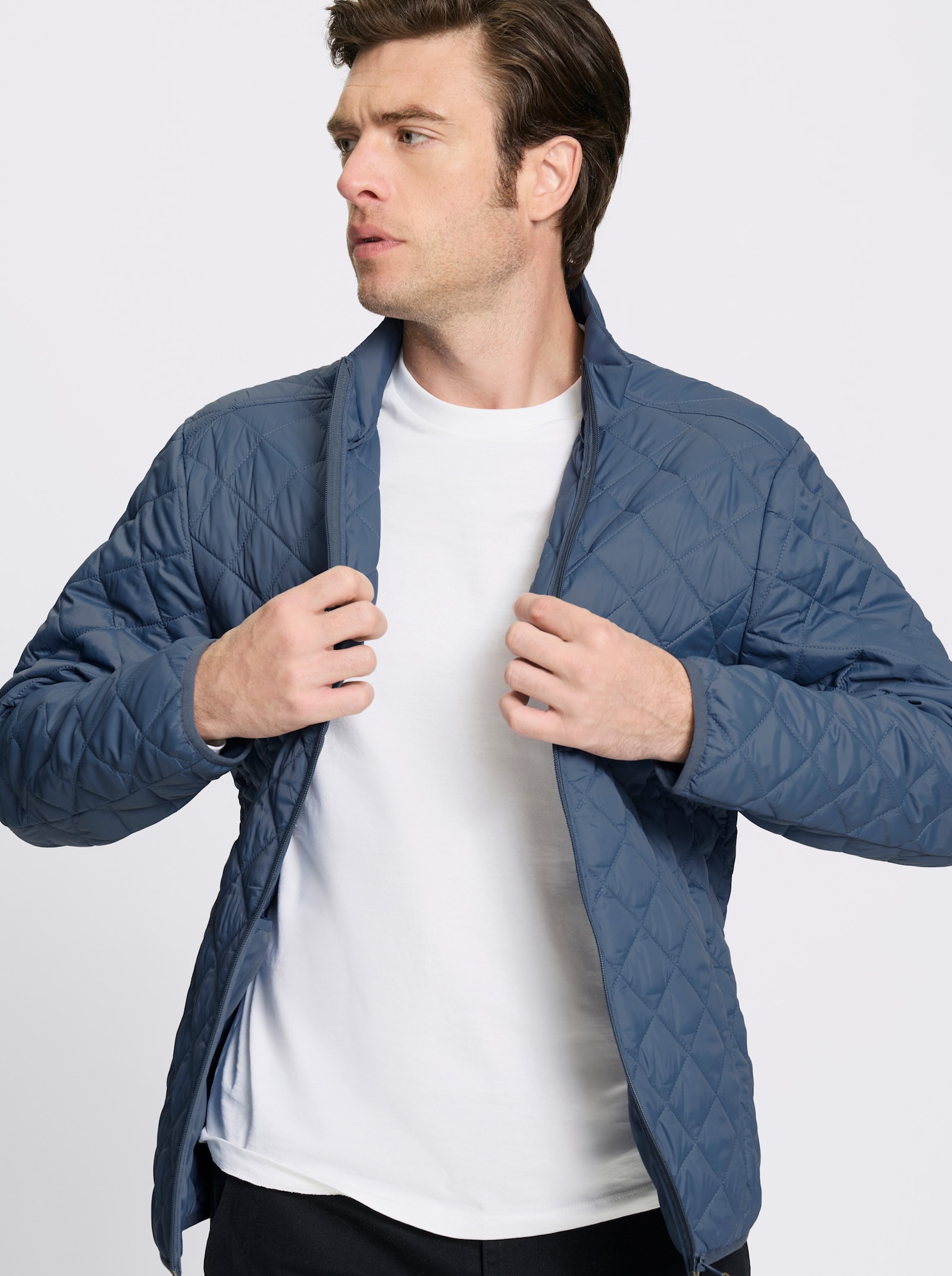 Catamaran Jacke in Longform mit Rautenstepp - rauchblau